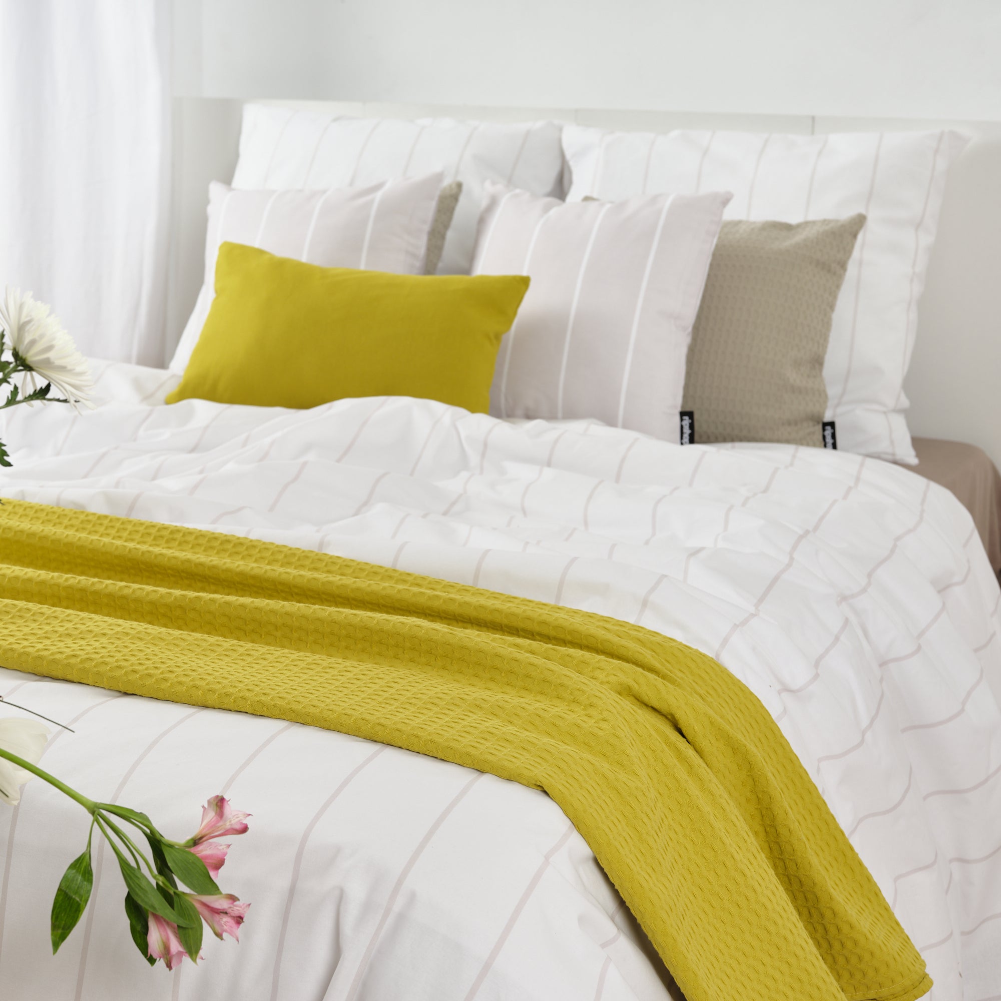 Plaid Waffle 100% algodón Verde Pistacho