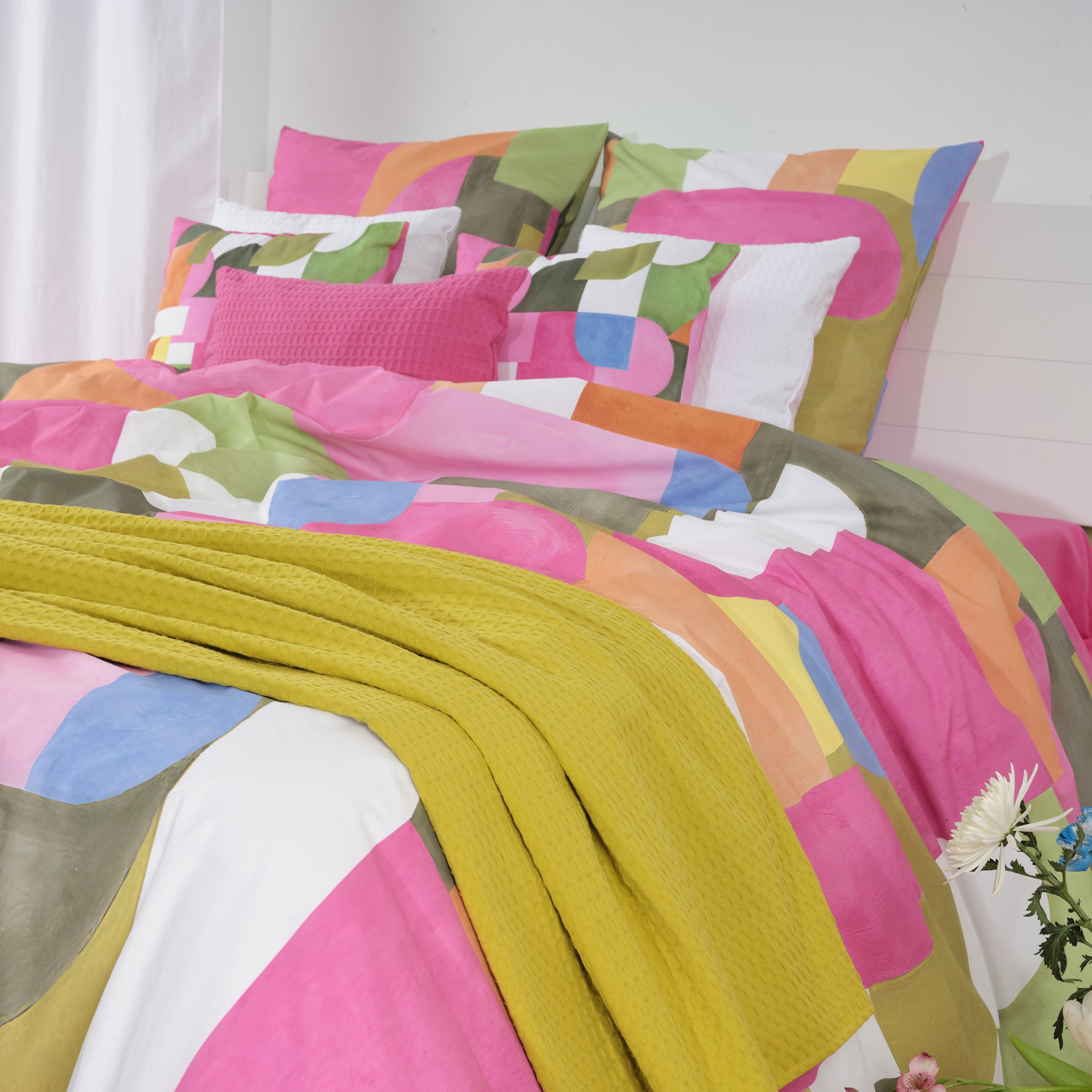 Plaid Waffle 100% algodón Verde Pistacho