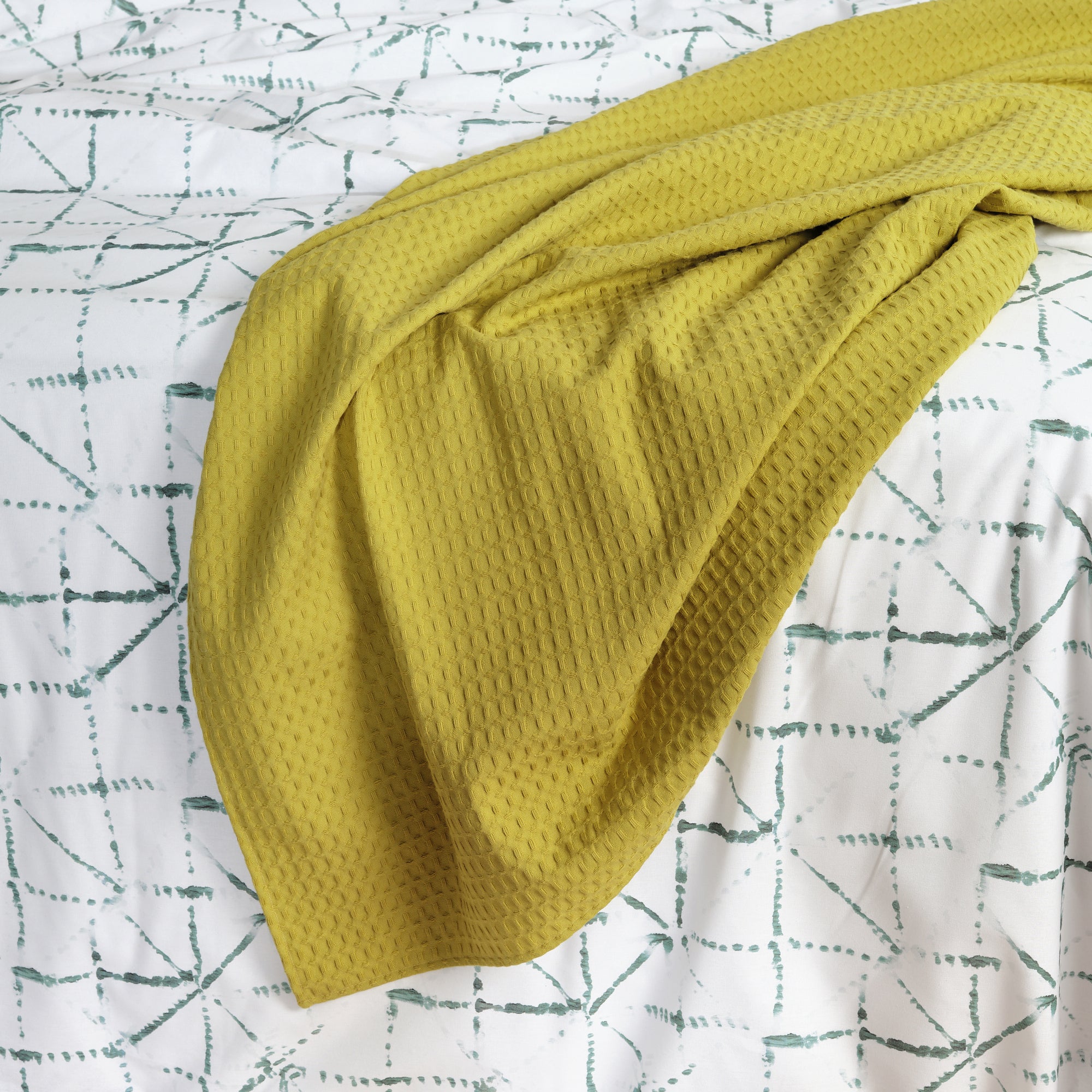 Plaid Waffle 100% algodón Verde Pistacho