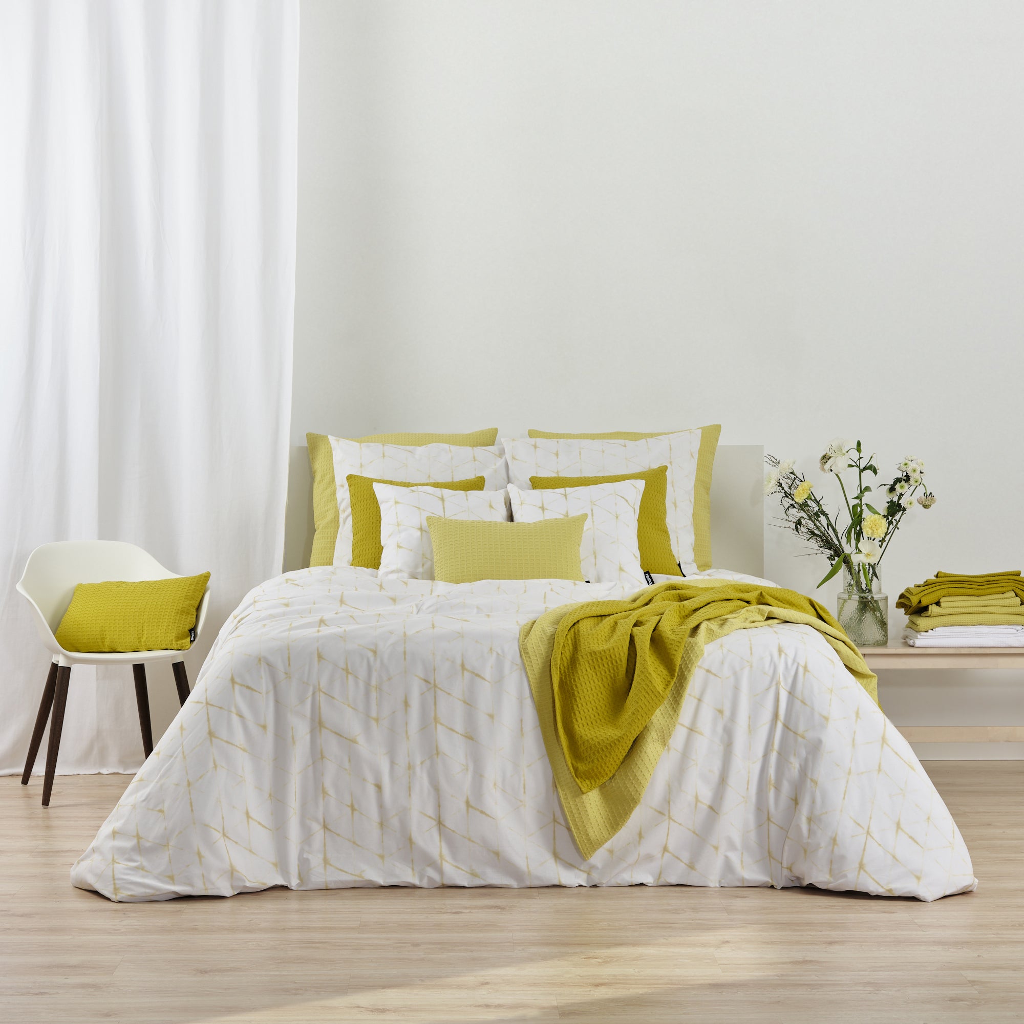 Plaid Waffle 100% Cotton Light Green