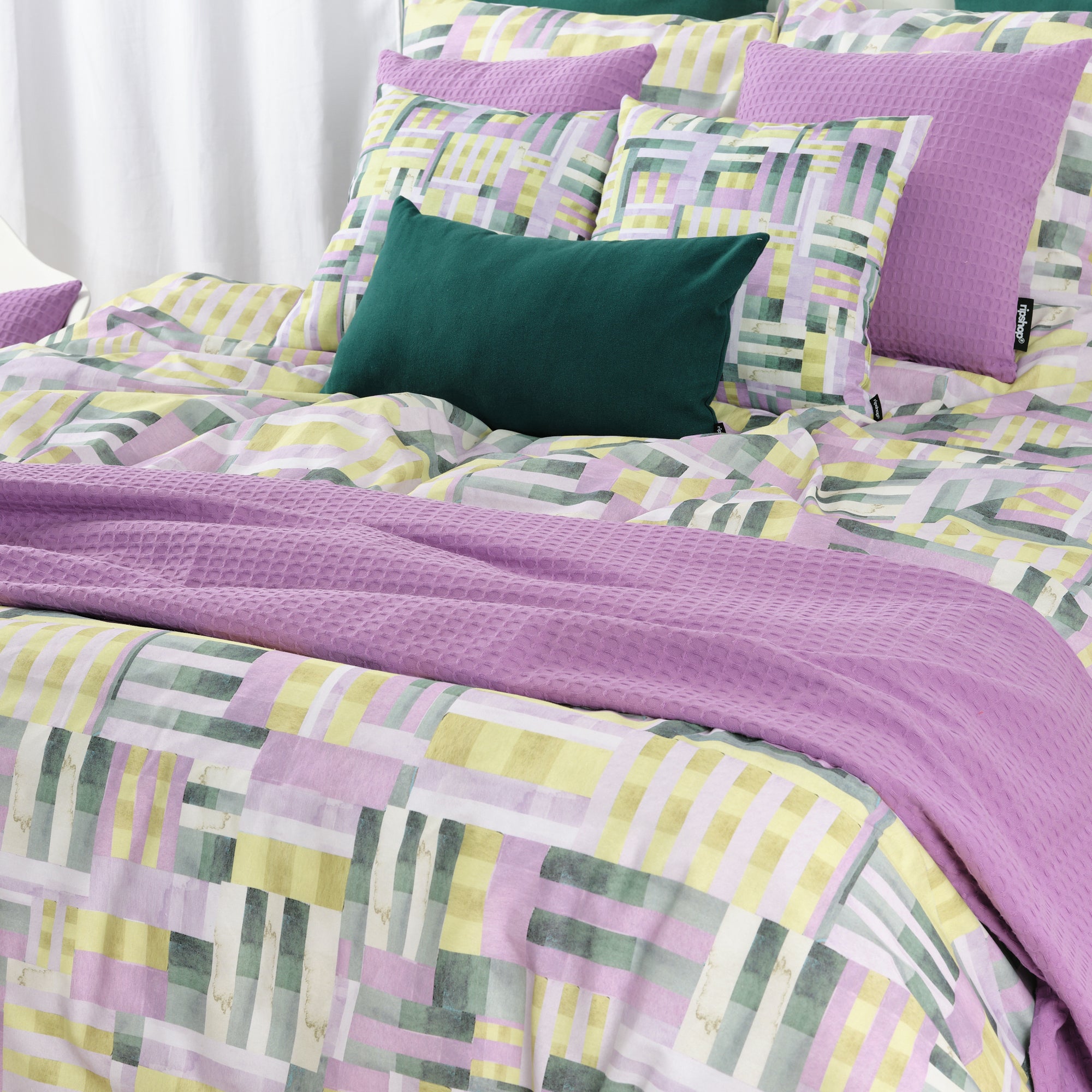 Plaid Waffle 100% algodón Lila