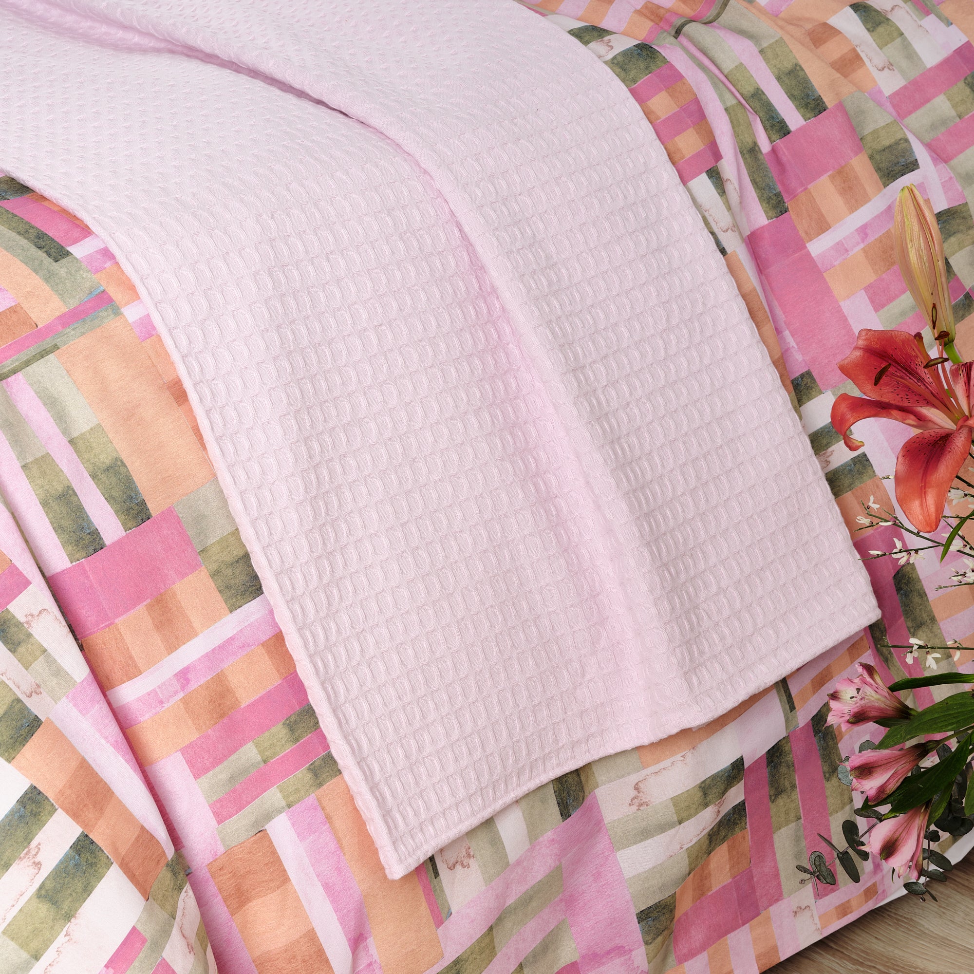 Plaid Waffle 100% cotton Rosewood