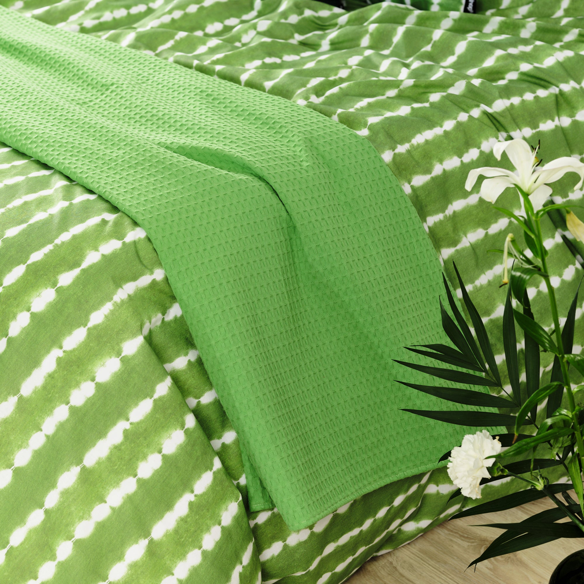 Plaid Waffle 100% algodón Verde Trébol