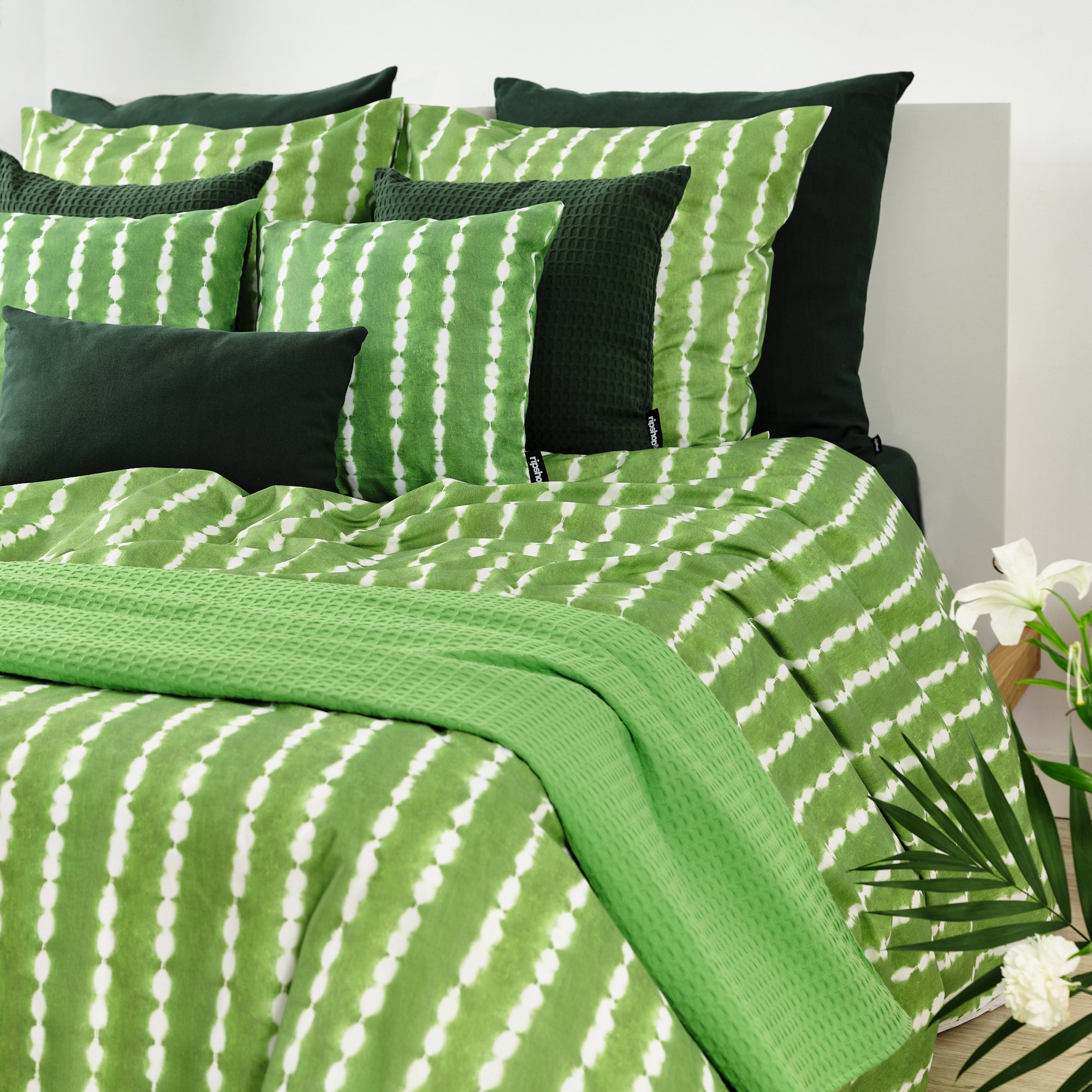 Plaid Waffle 100% algodón Verde Trébol