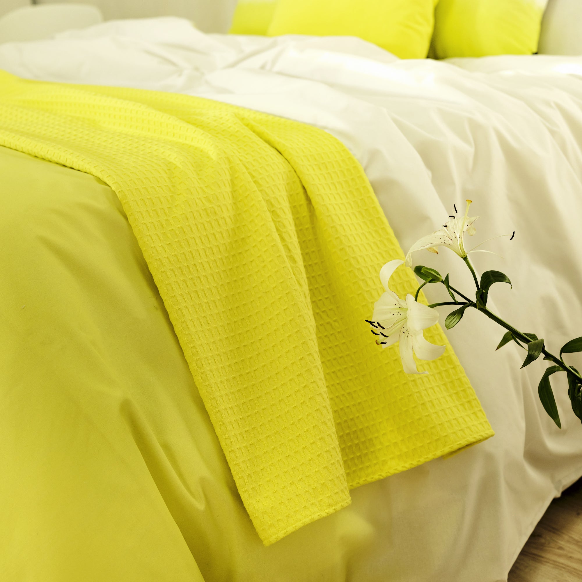 Plaid Waffle 100% algodón Amarillo