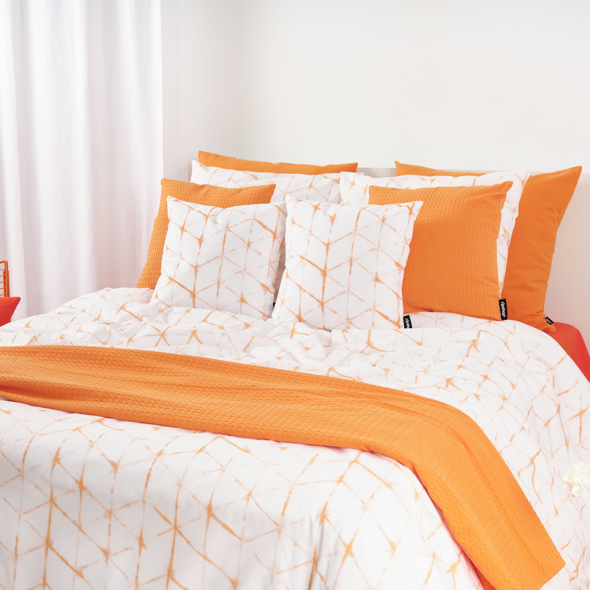 Plaid Waffle 100% algodón Naranja Claro