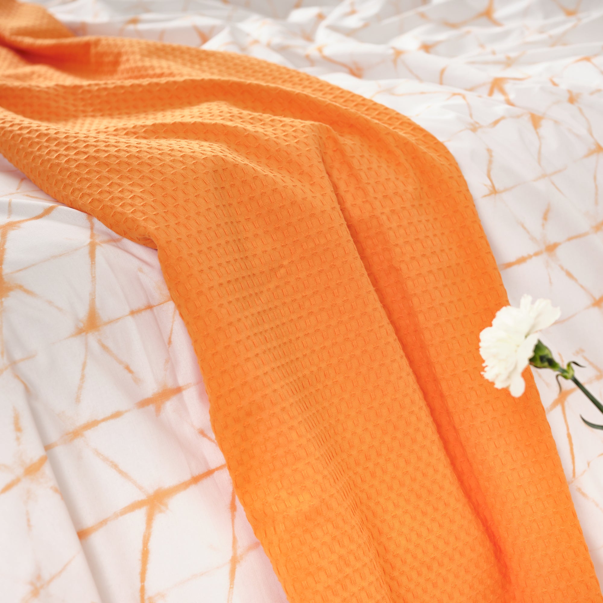 Plaid Waffle 100% algodón Naranja Claro