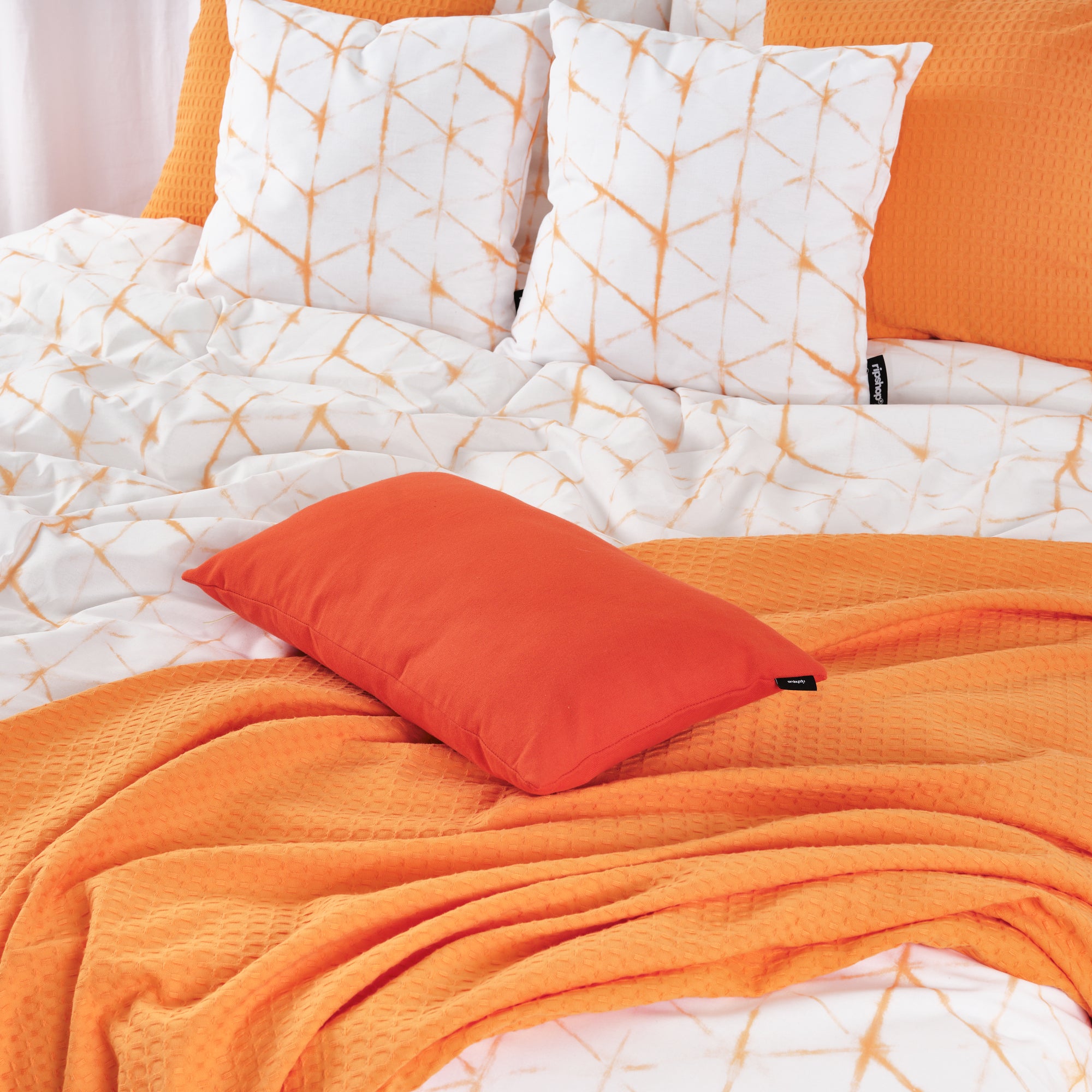 Plaid Waffle 100% algodón Naranja Claro