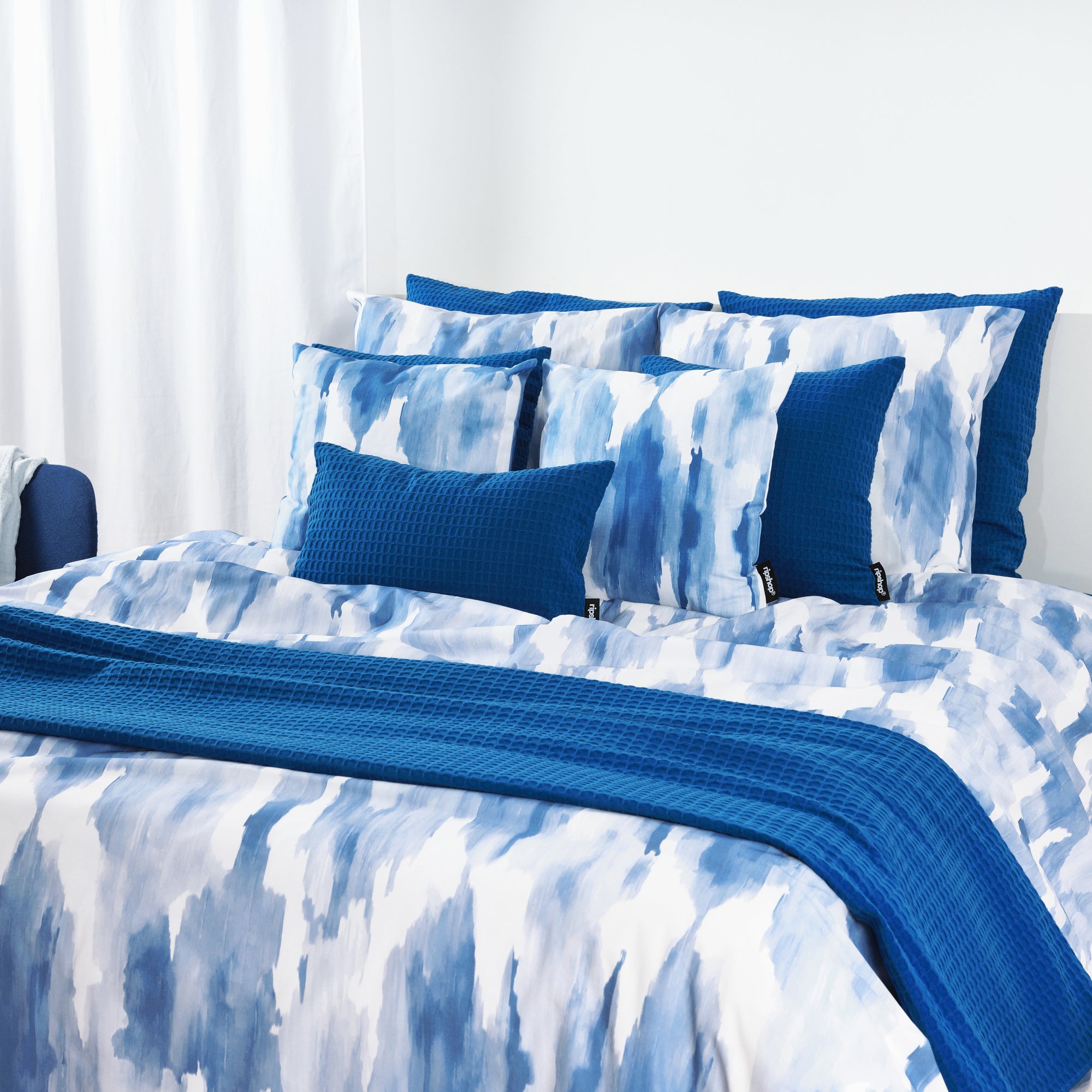 Plaid Waffle 100% cotton Cobalt Blue