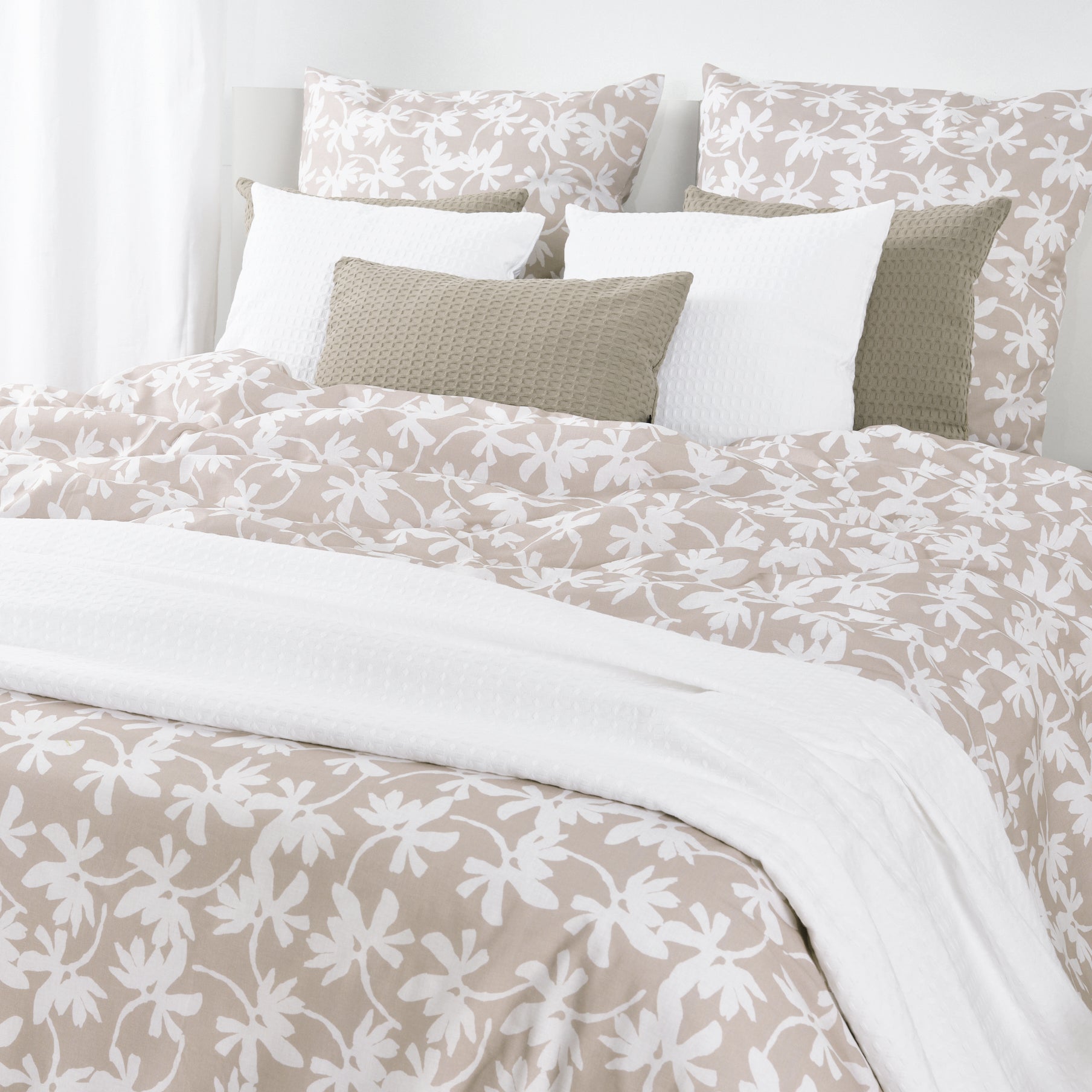 Plaid Waffle 100% cotton Optical white