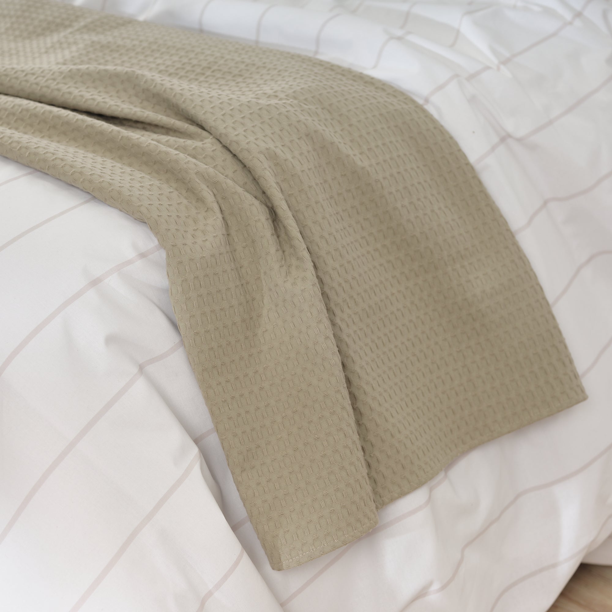 Plaid Waffle 100% algodón Greige