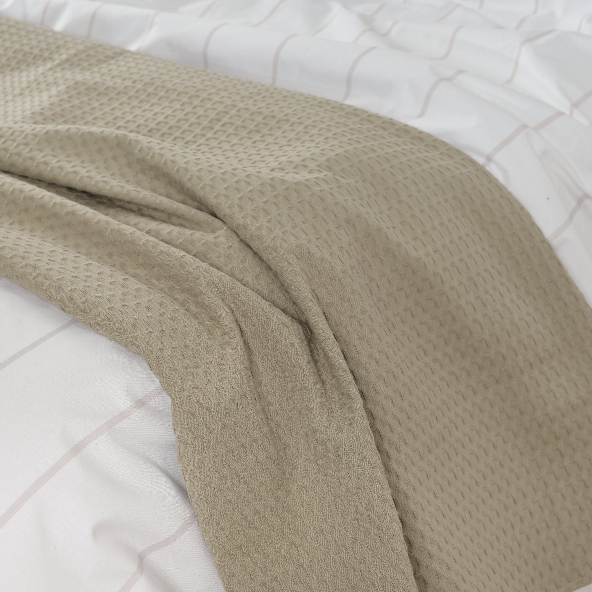 Plaid Waffle 100% algodón Greige