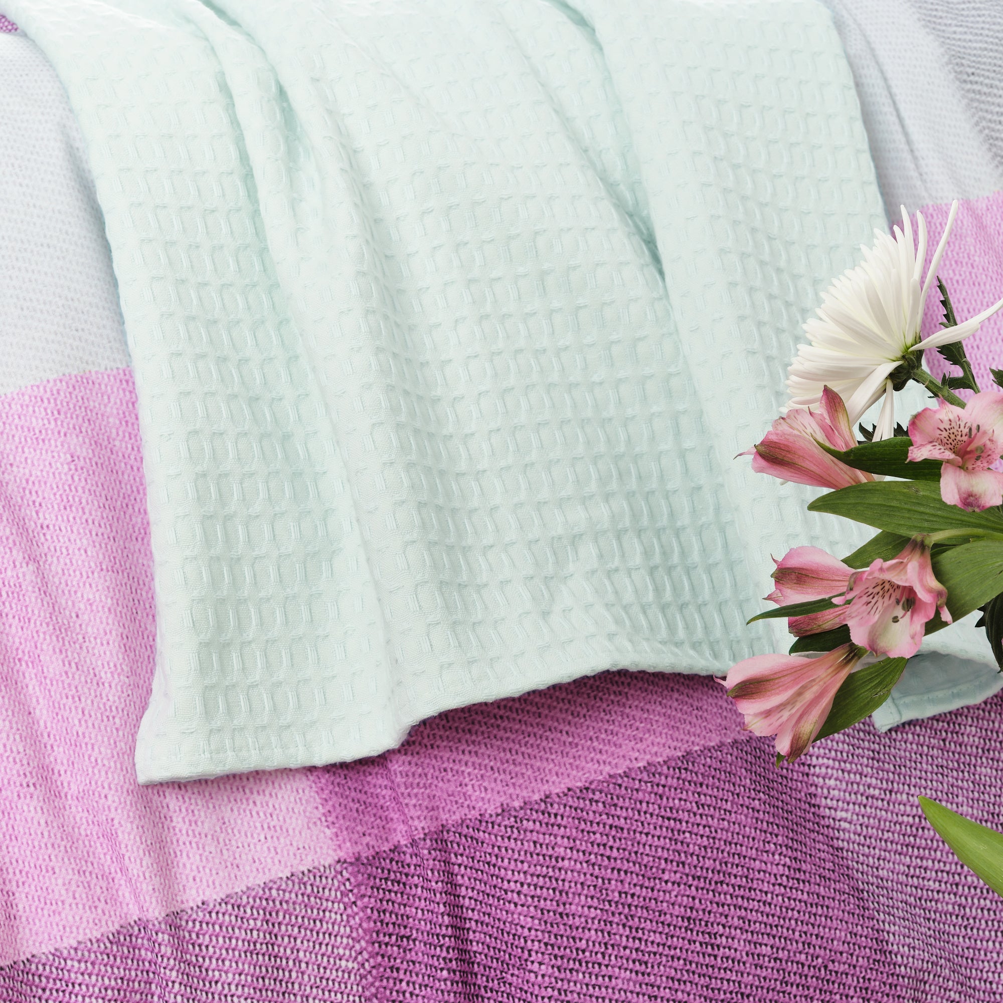 Plaid Waffle 100% algodón Mint