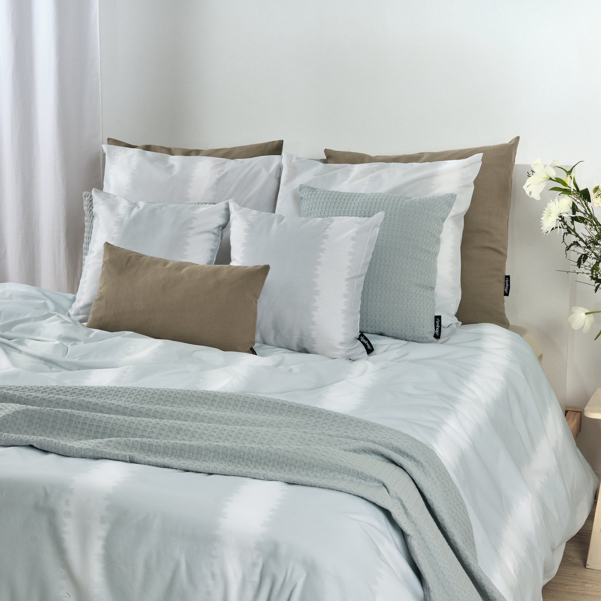 Plaid Waffle 100% algodón Verde Agua