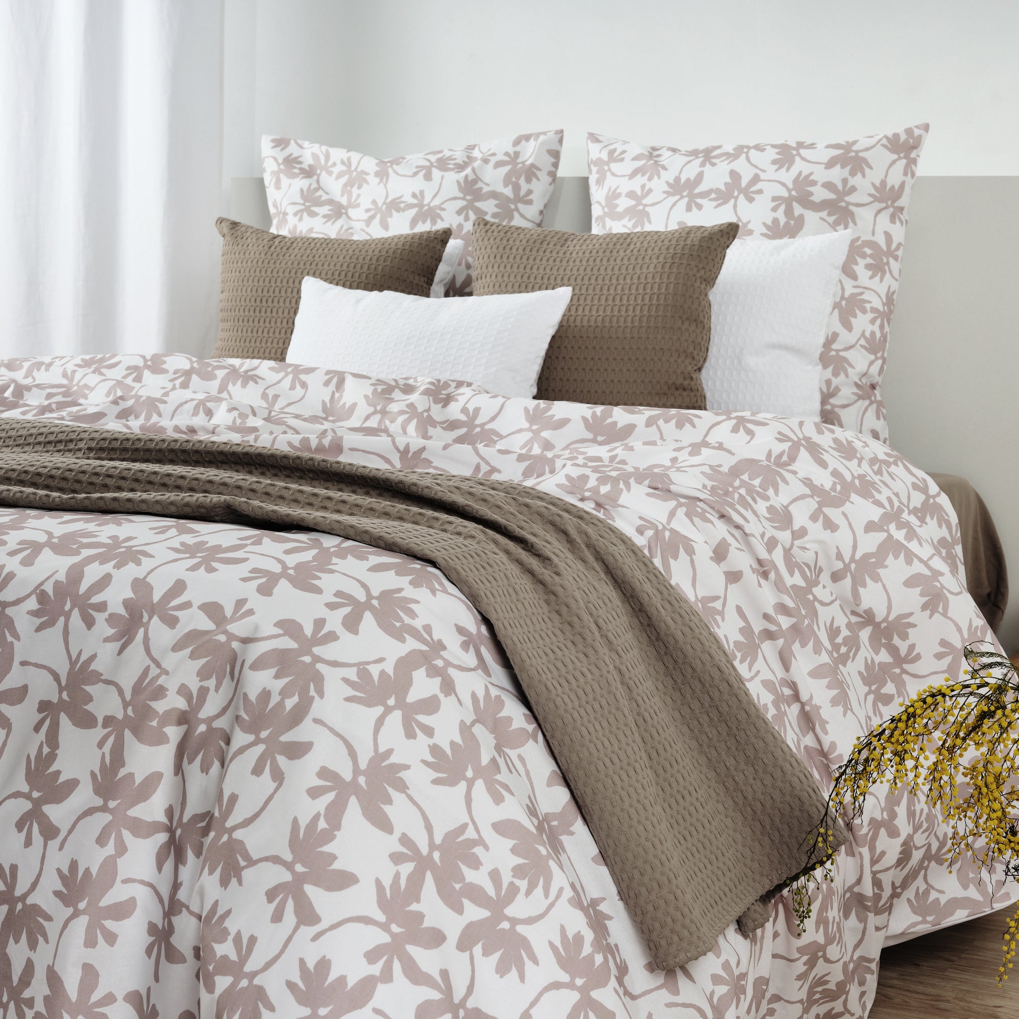 Plaid gaufré 100% coton Noyer