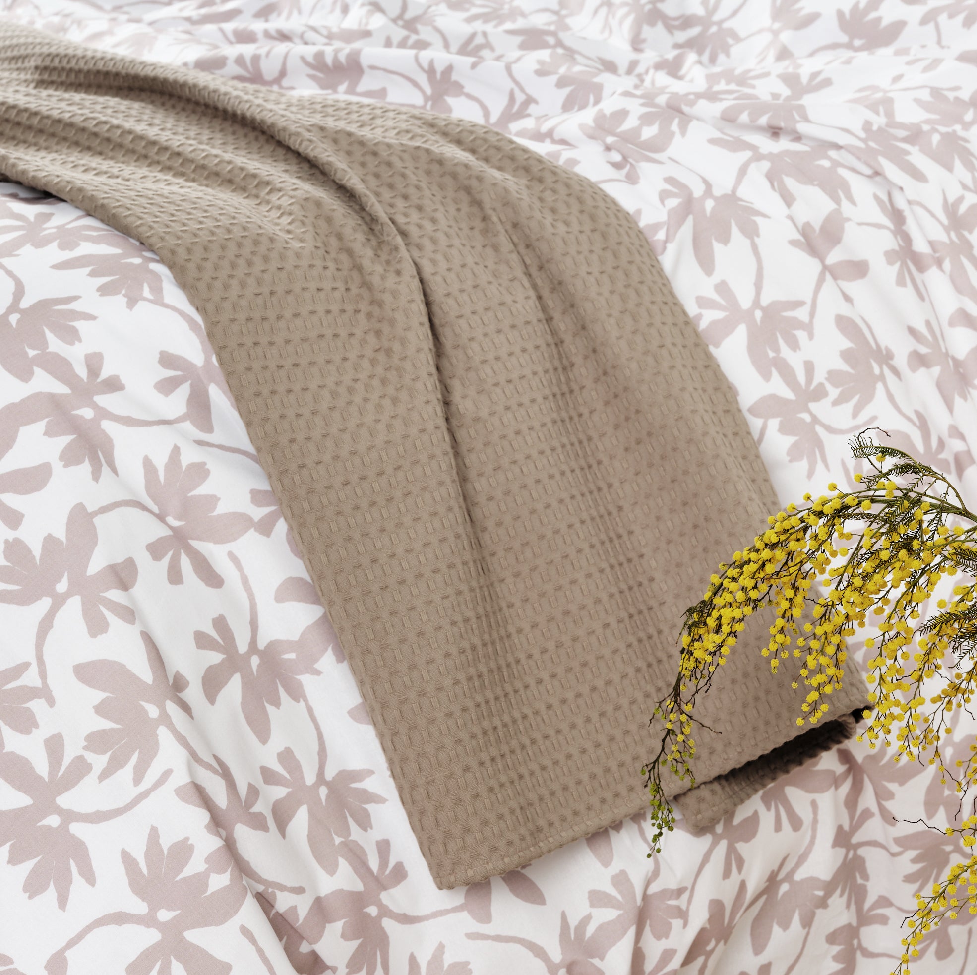 Plaid gaufré 100% coton Noyer