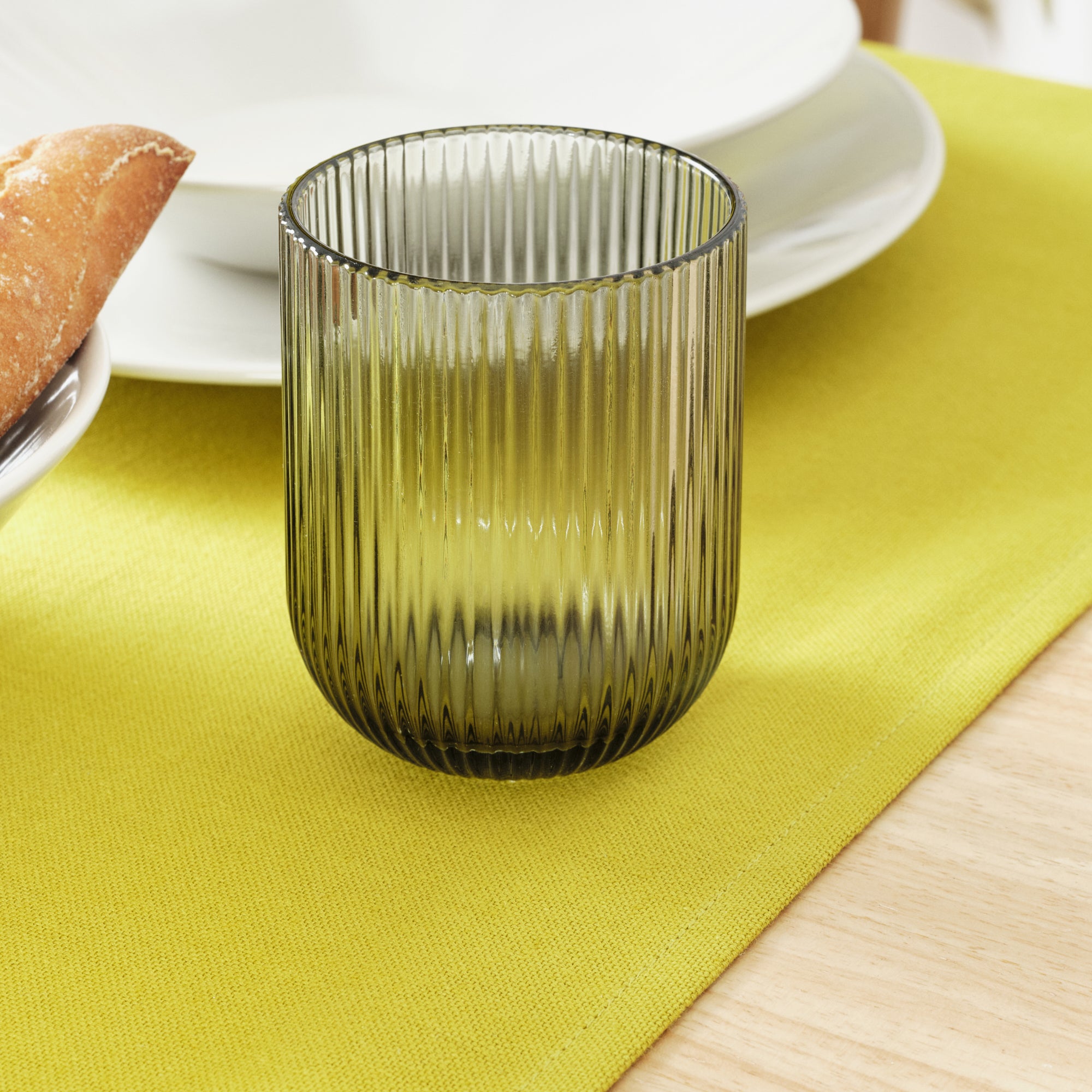 STRIPED GLASS 270 CC GREEN PACK OF 6 UNITS.