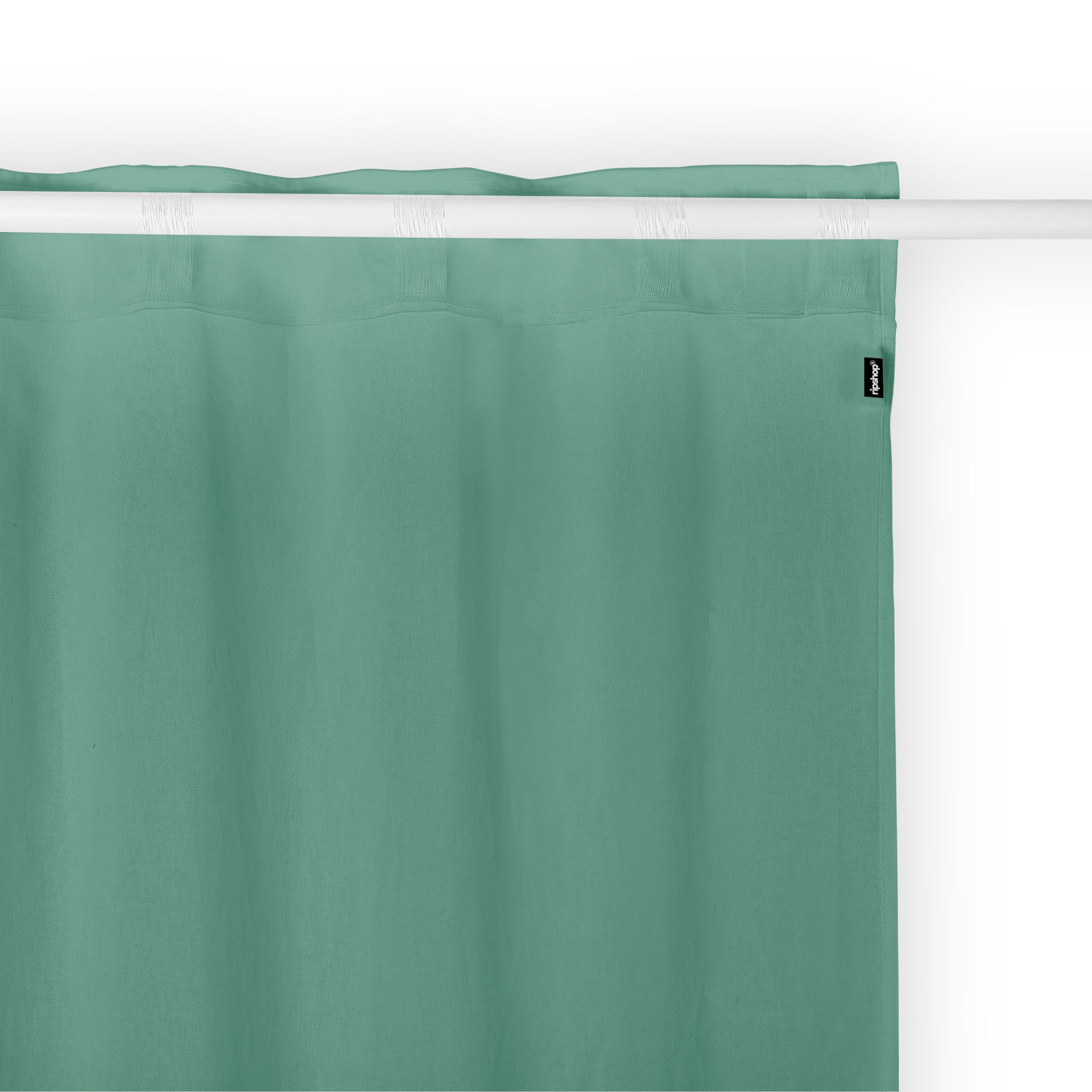 Ruban de fond de rideau en lin 100 % turquoise