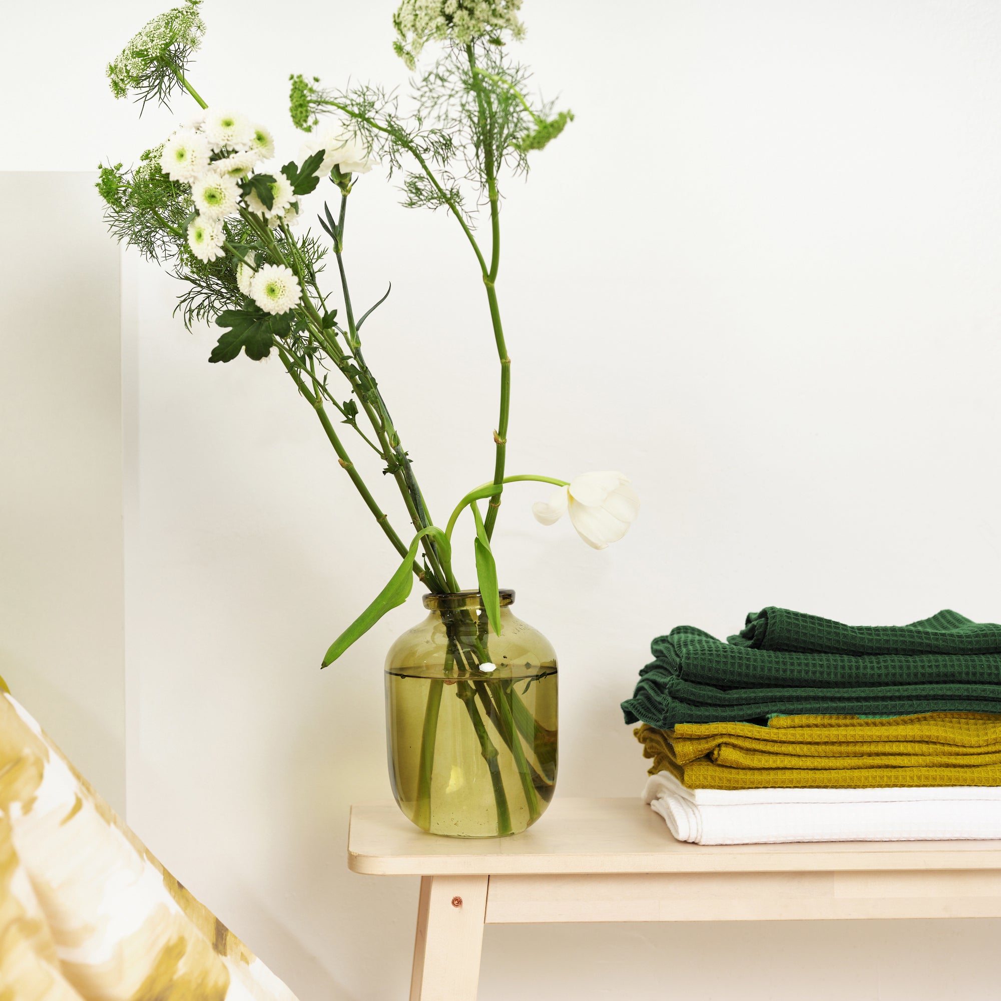 Serviette gaufrée 100% coton émeraude