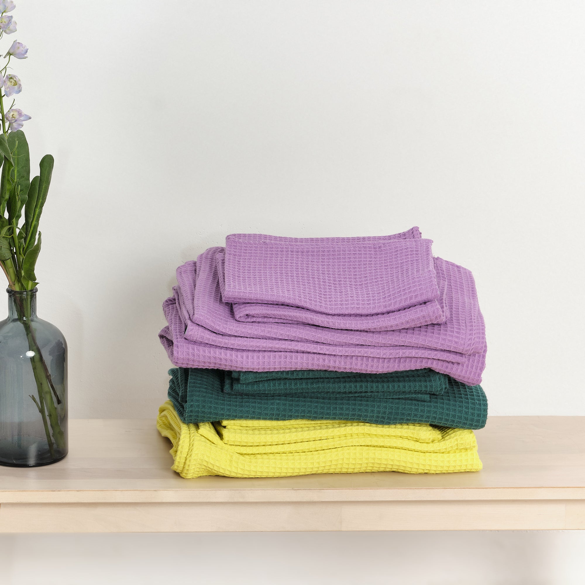 Serviette gaufrée 100% coton lilas