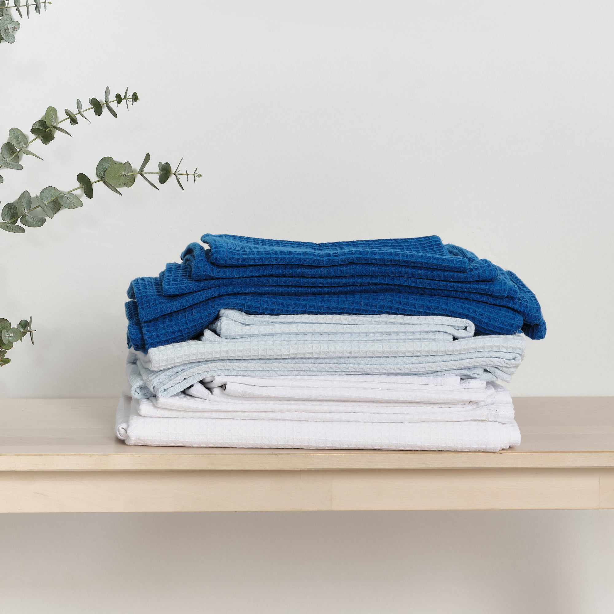 Waffle Towel 100% Cotton Blue Illusion
