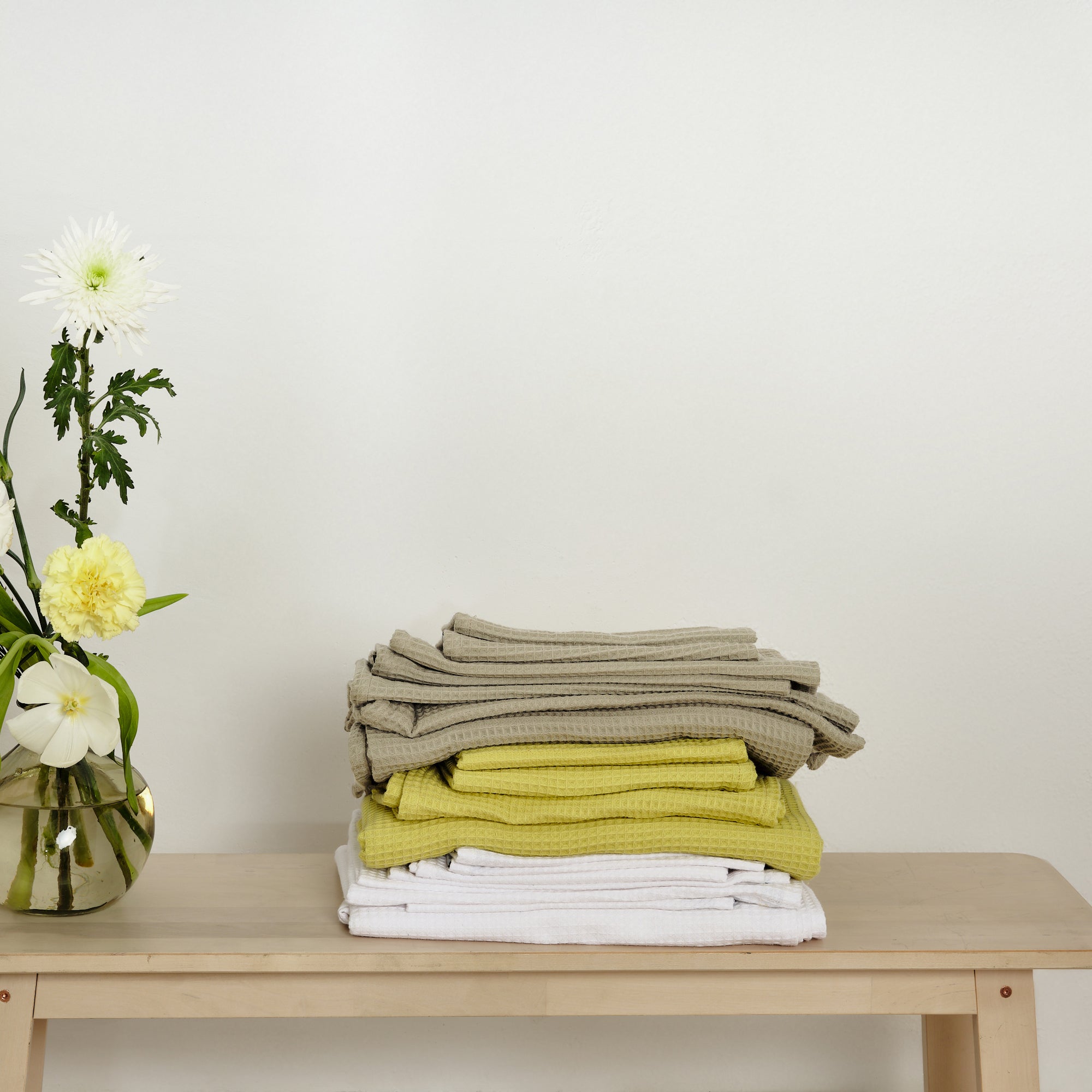 Serviette gaufrée 100 % coton grège