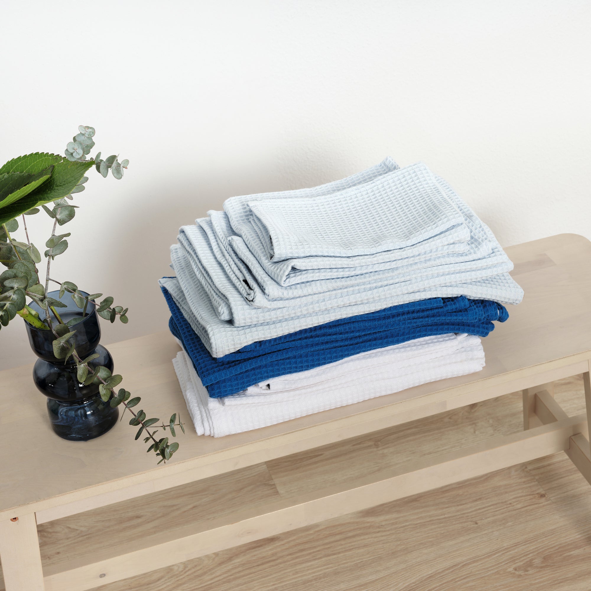 Serviette gaufrée 100% coton menthe