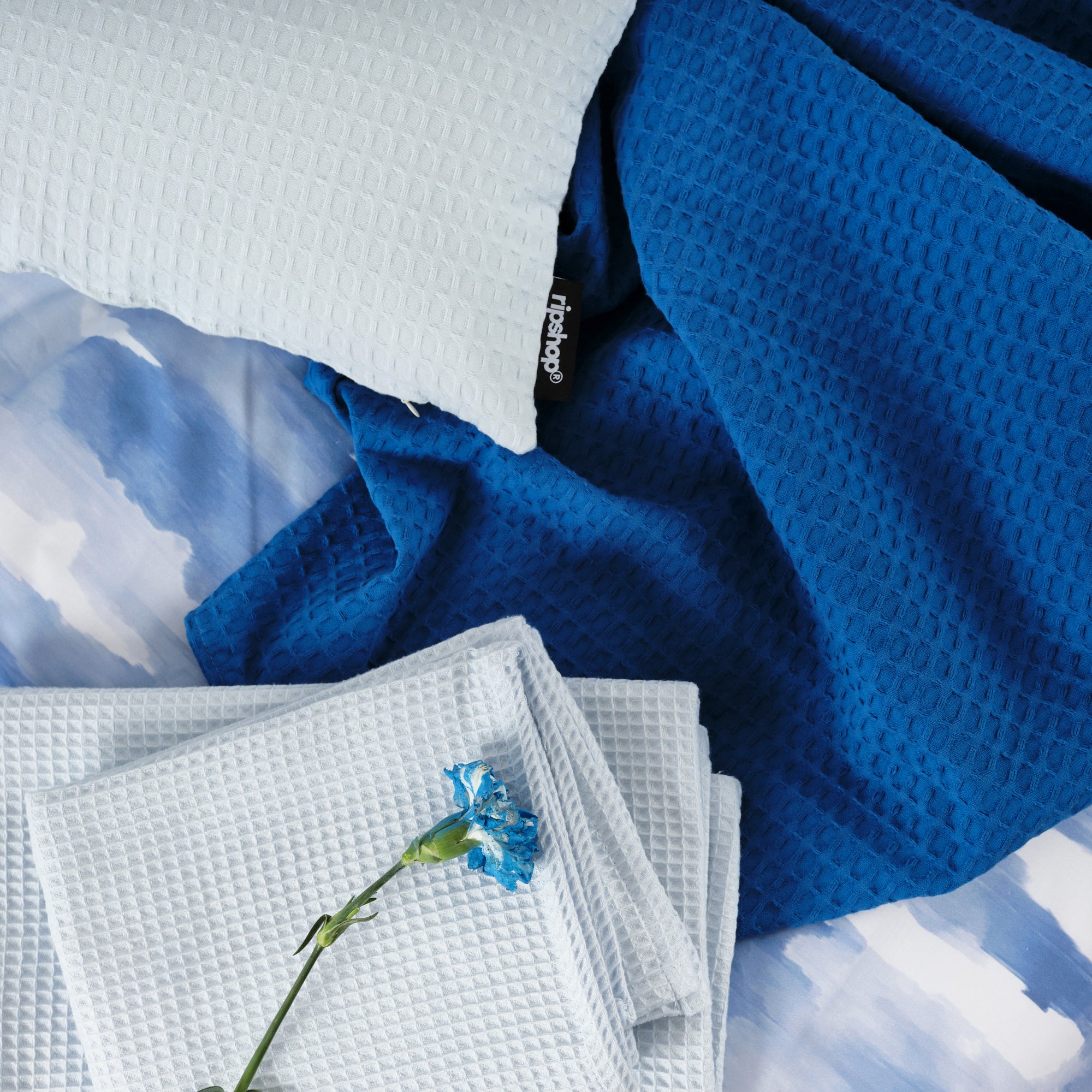 Serviette gaufrée 100% coton menthe