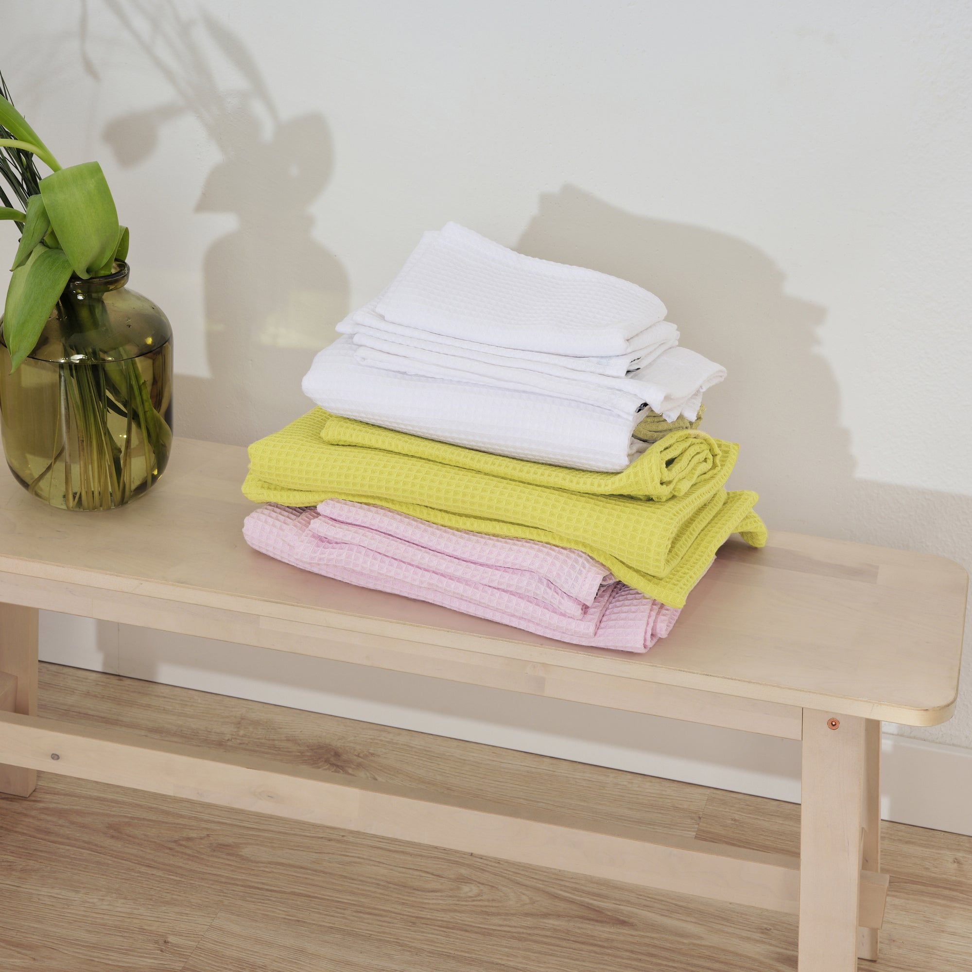 Serviette gaufrée 100% coton naturel