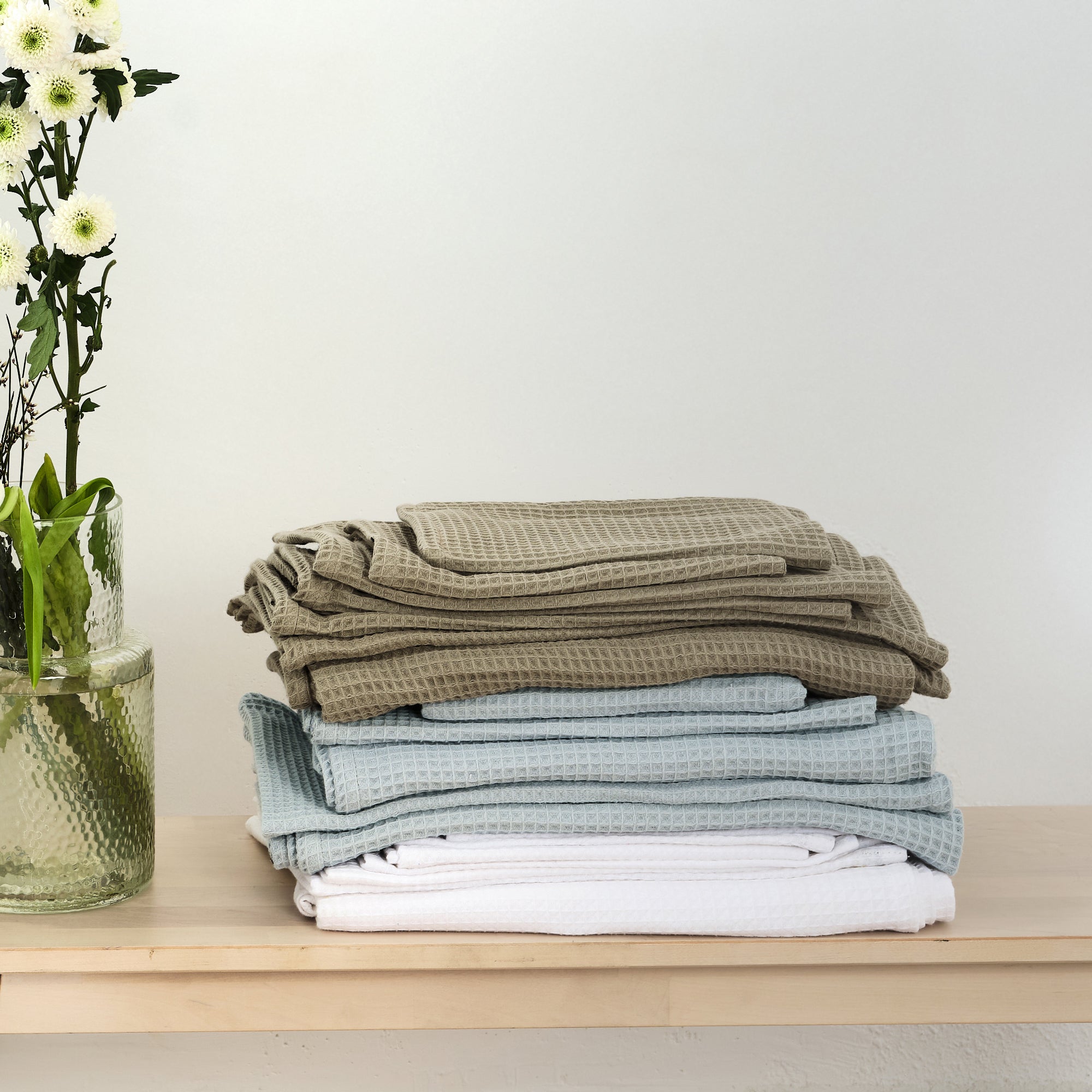 Serviette gaufrée 100 % coton couleur noyer