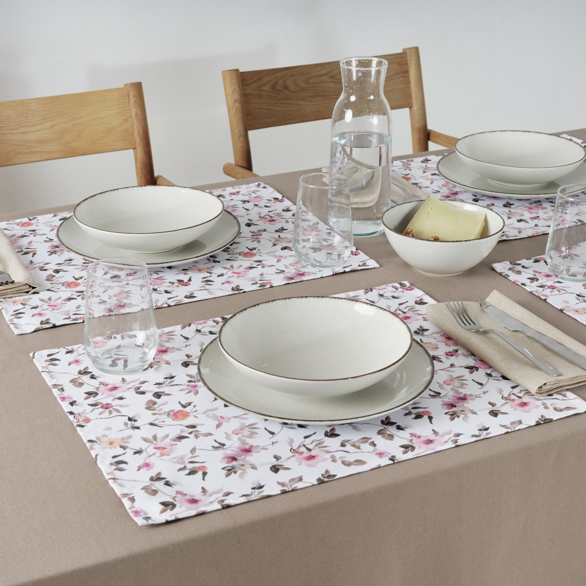 Plain tablecloth 100% linen touch fabric Brown