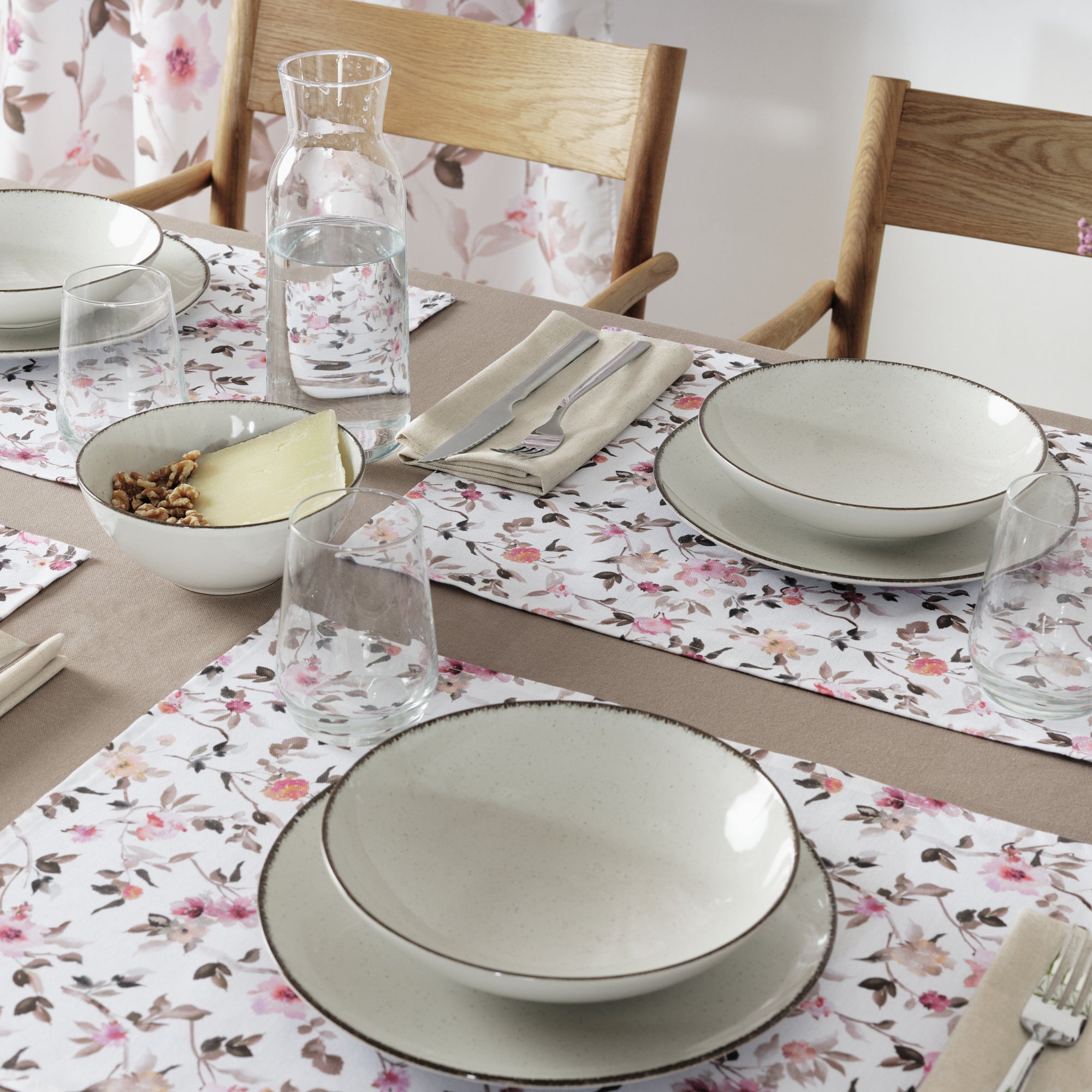 Plain tablecloth 100% linen touch fabric Brown