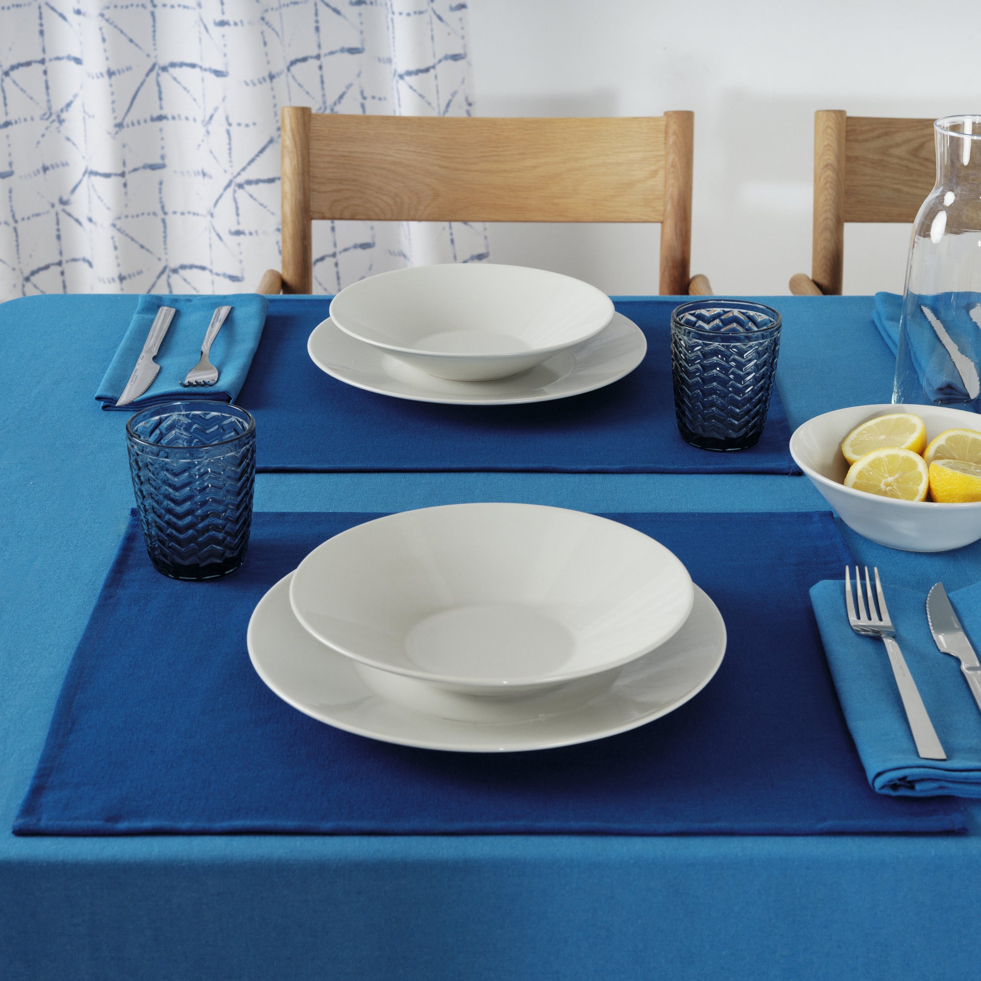 Mantel liso Lino 100% tacto tela Azul Cielo