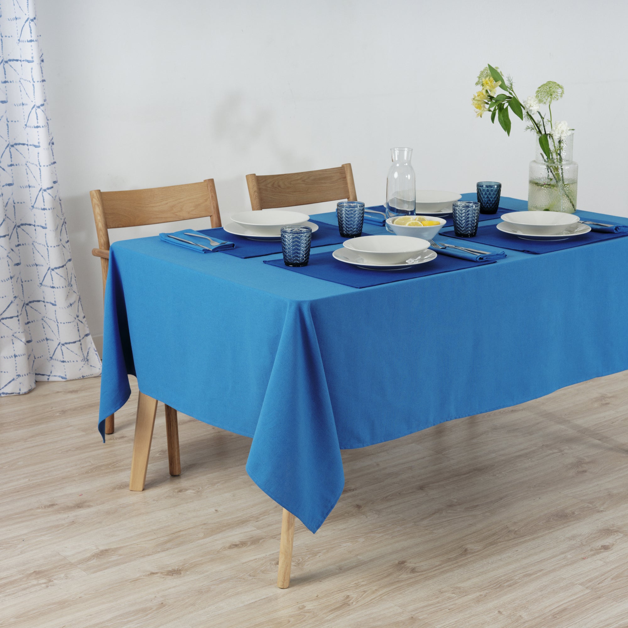 Mantel liso Lino 100% tacto tela Azul Cielo
