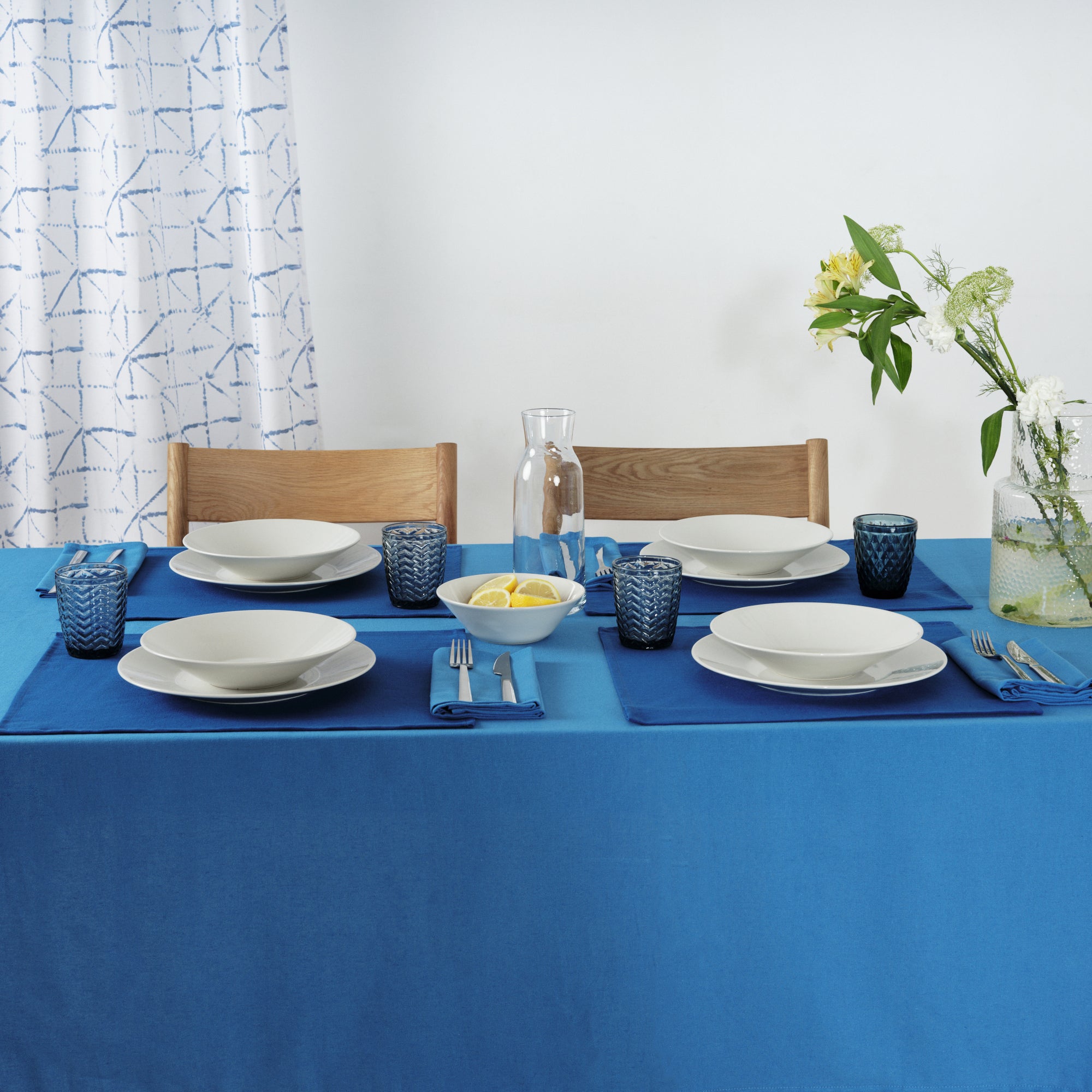 Mantel liso Lino 100% tacto tela Azul Cielo