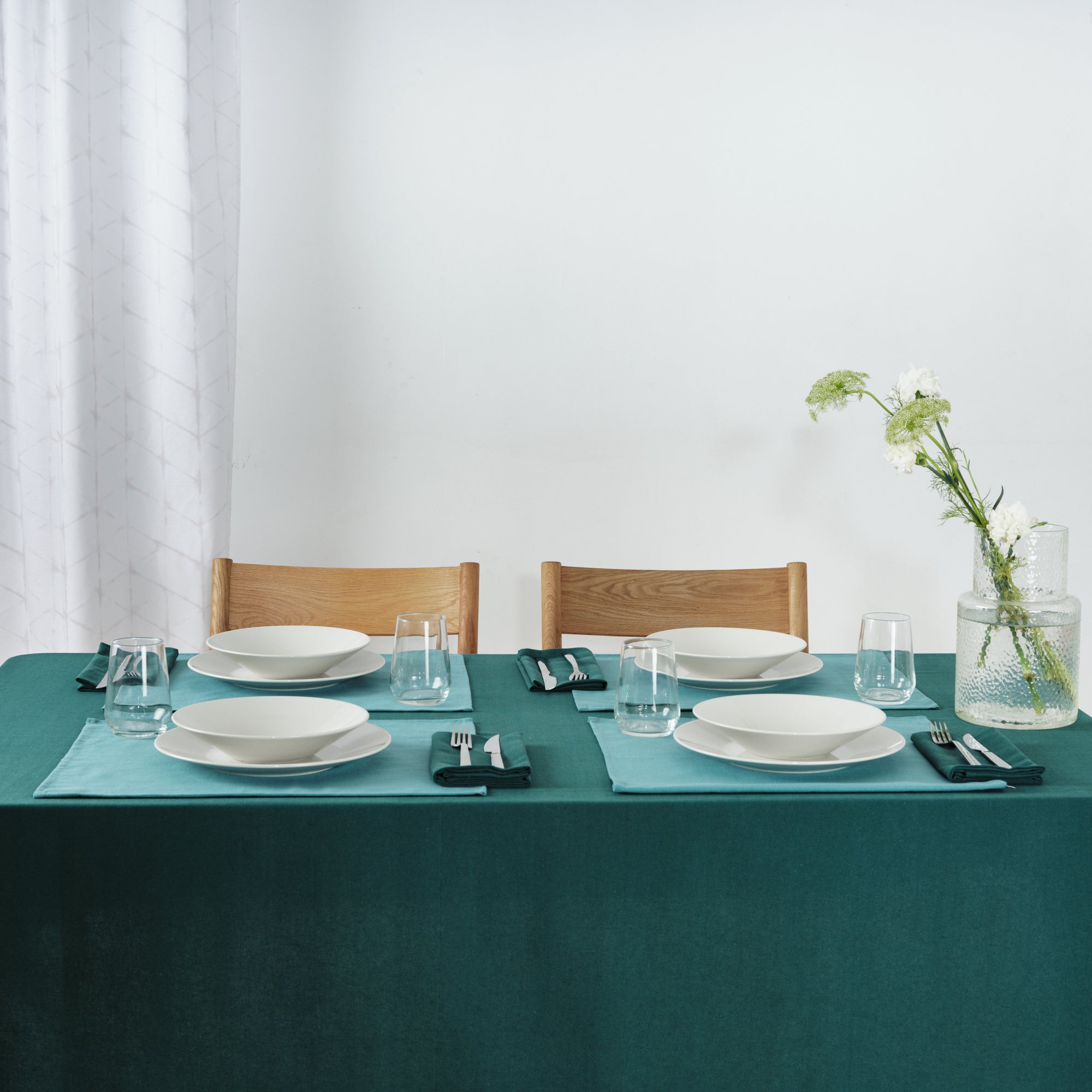 Mantel liso Lino 100% tacto tela Esmeralda