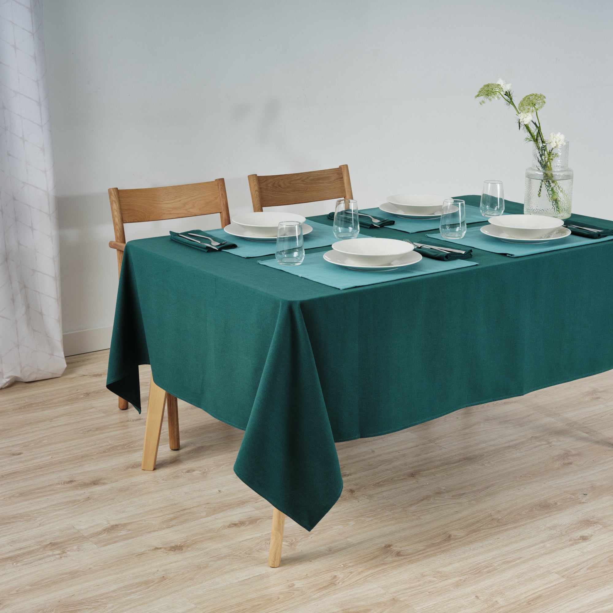 Mantel liso Lino 100% tacto tela Esmeralda