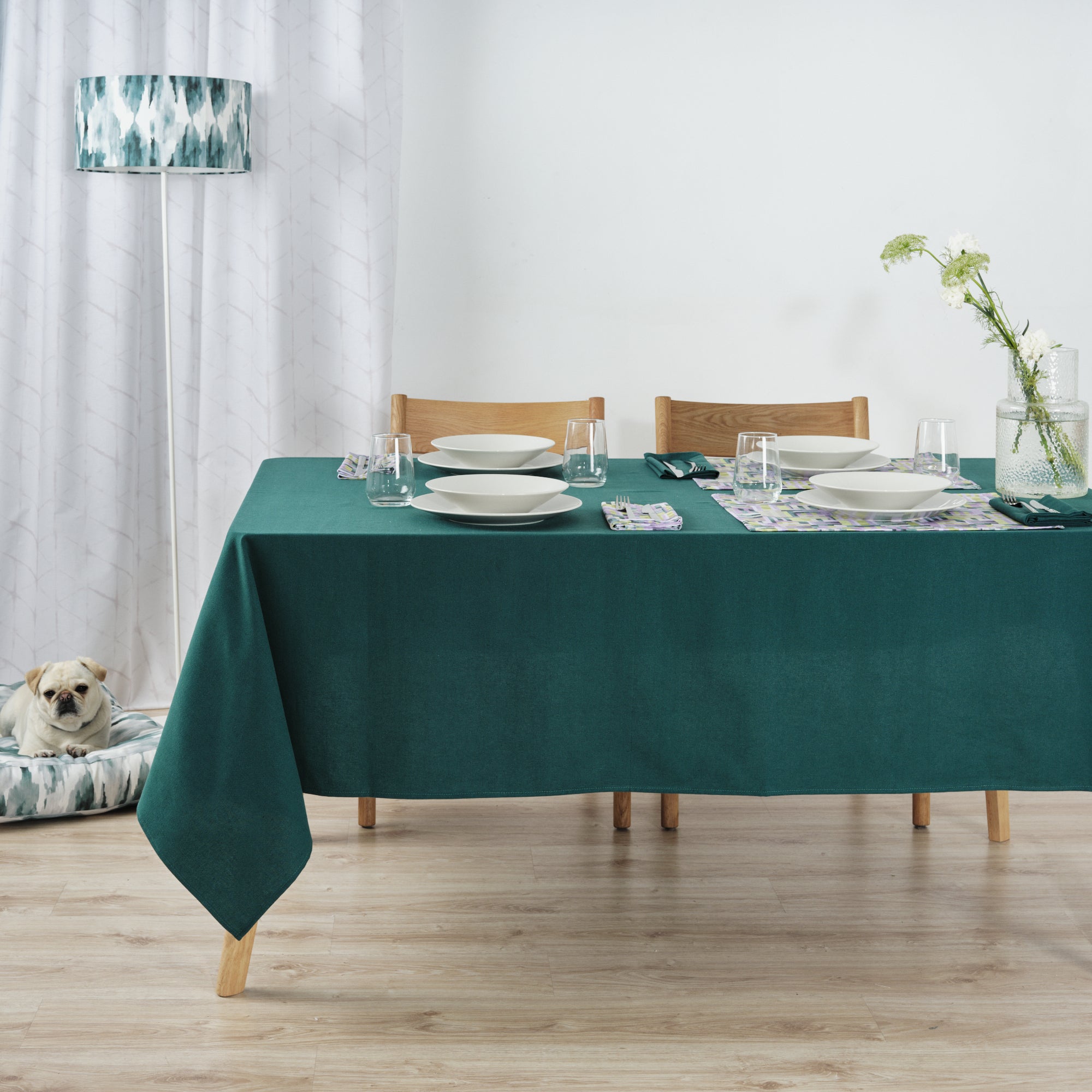 Mantel liso Lino 100% tacto tela Esmeralda