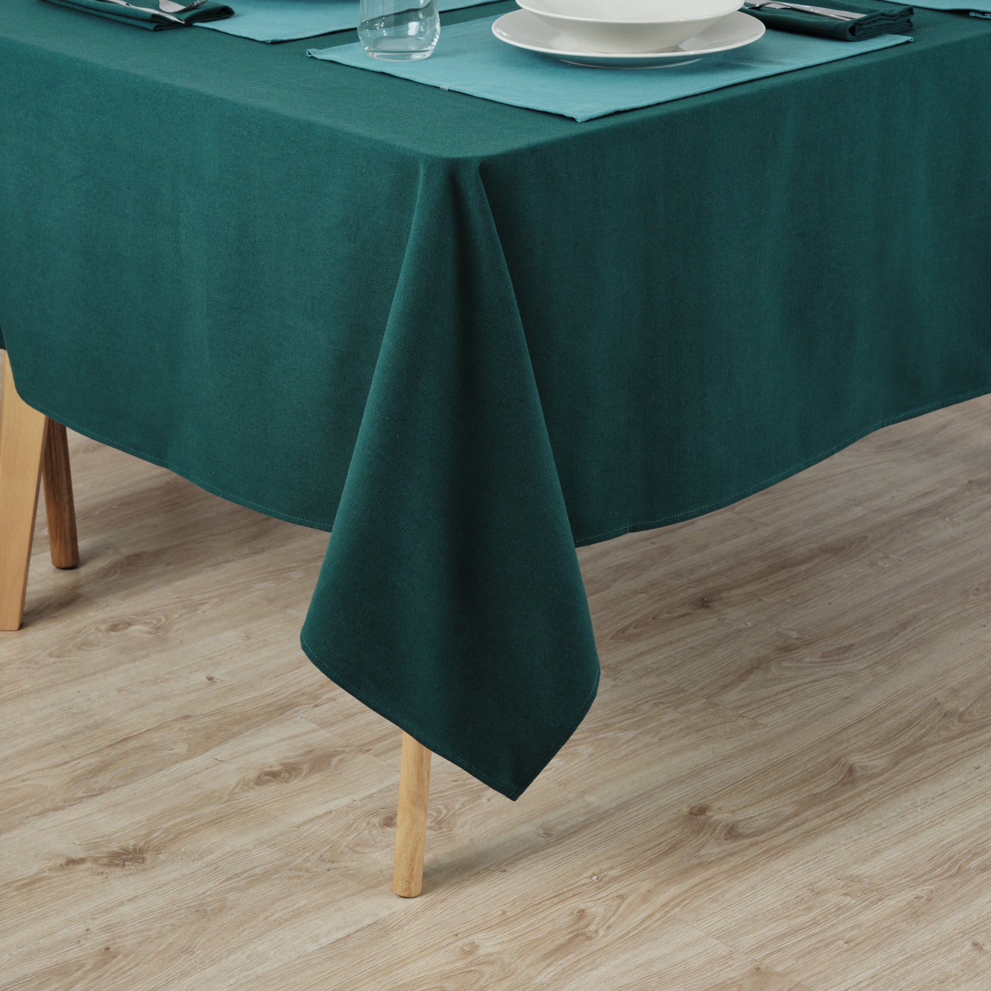 Mantel liso Lino 100% tacto tela Esmeralda