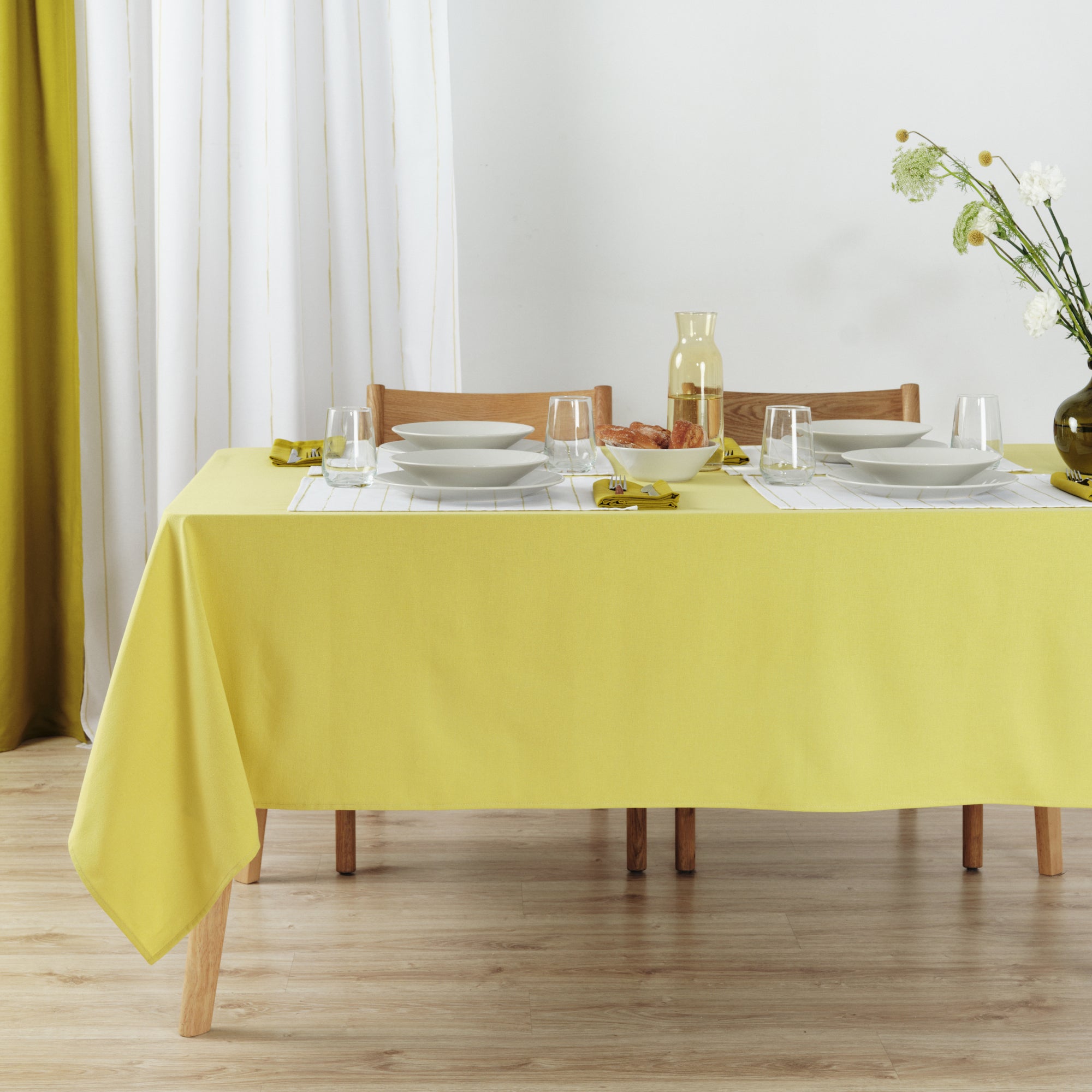 Plain tablecloth 100% linen touch fabric Light Green