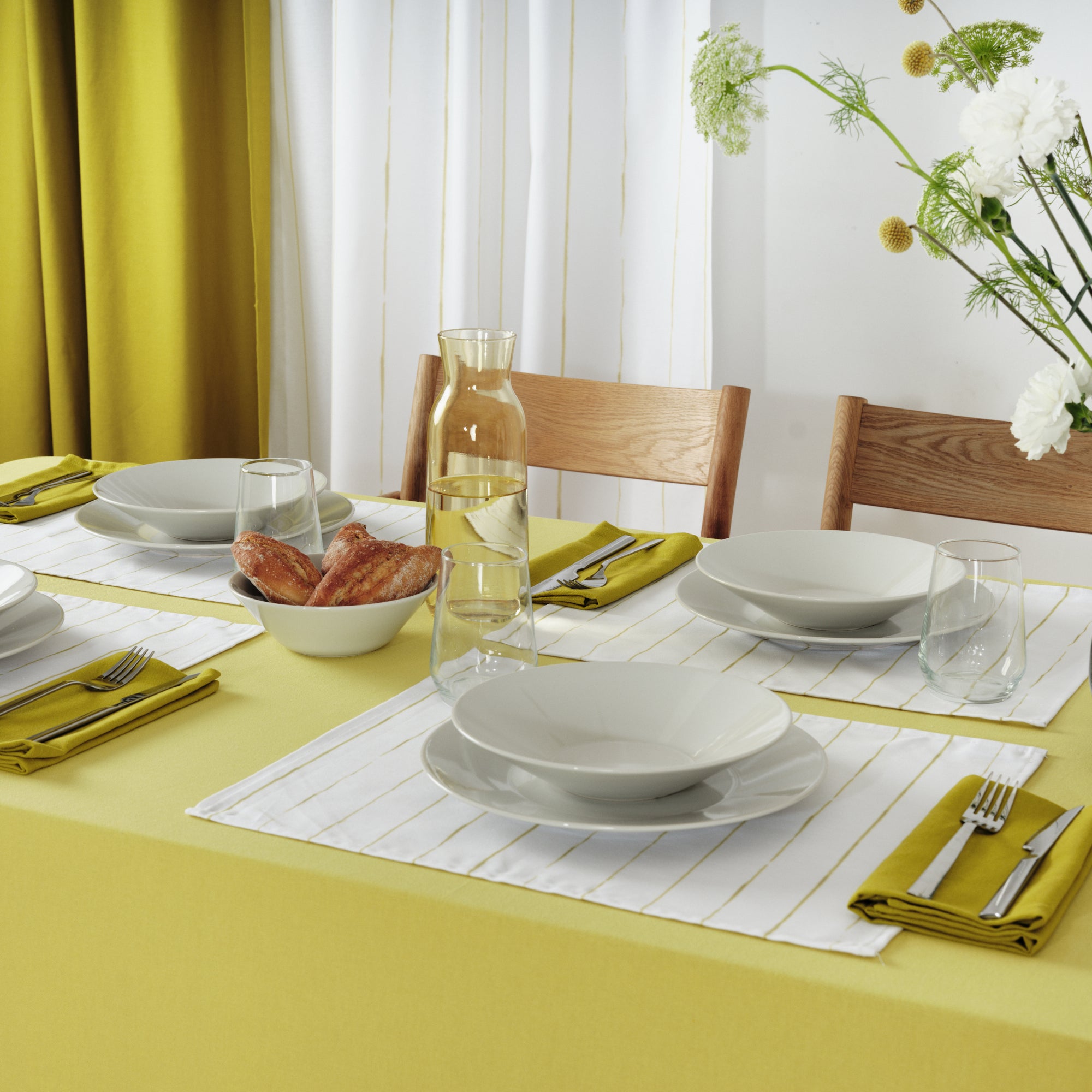 Plain tablecloth 100% linen touch fabric Light Green