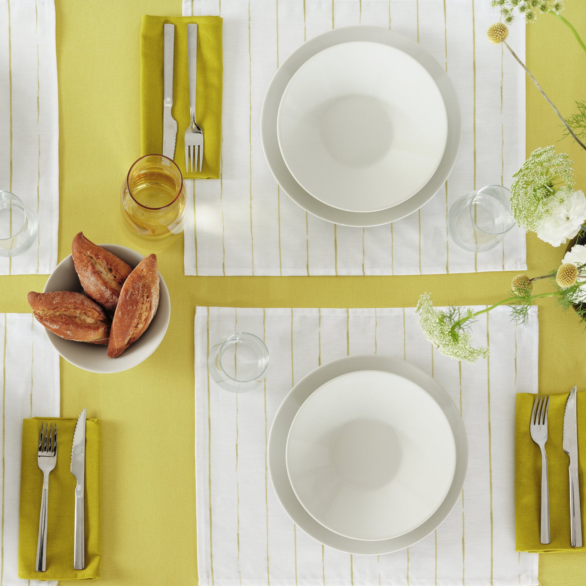 Plain tablecloth 100% linen touch fabric Light Green