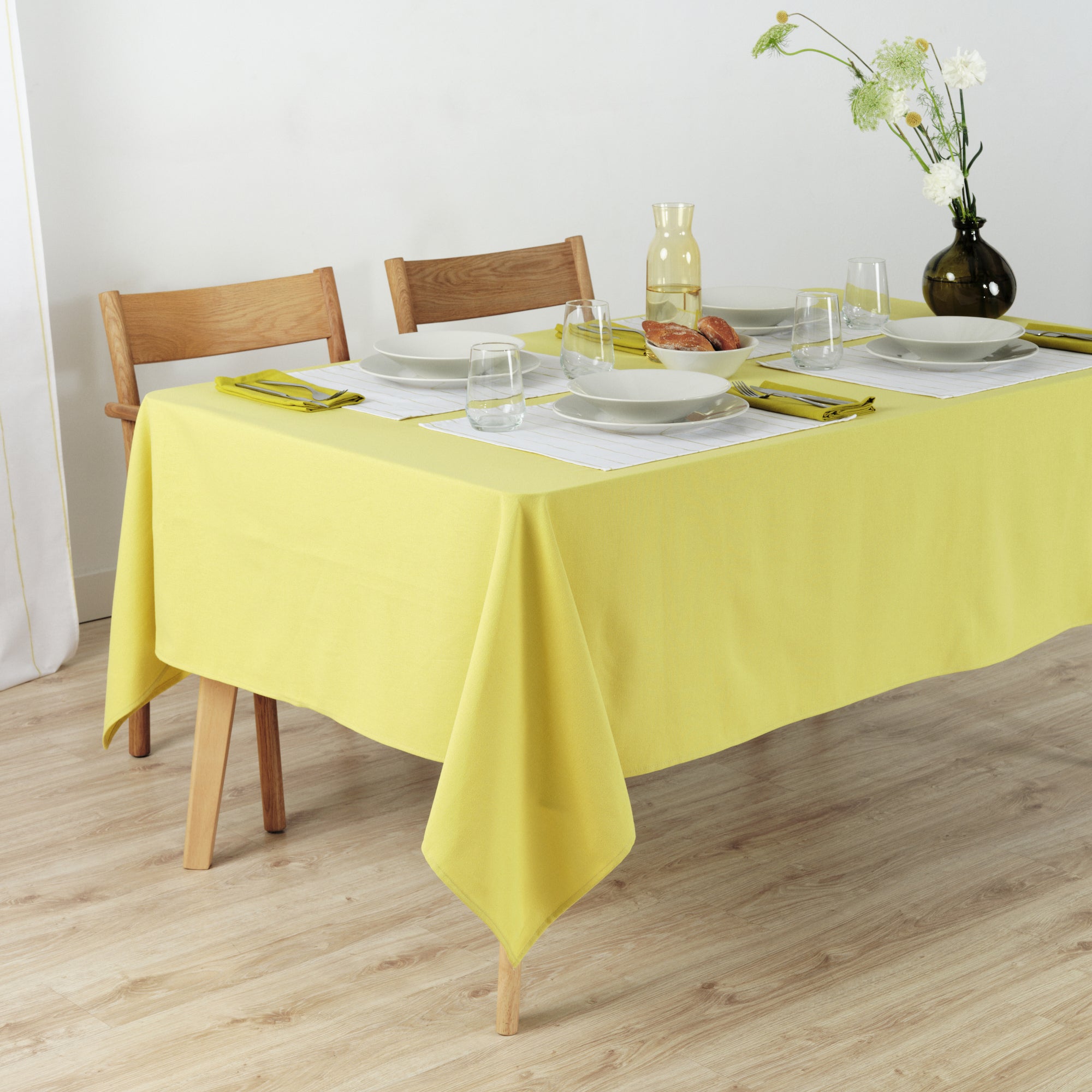 Plain tablecloth 100% linen touch fabric Light Green