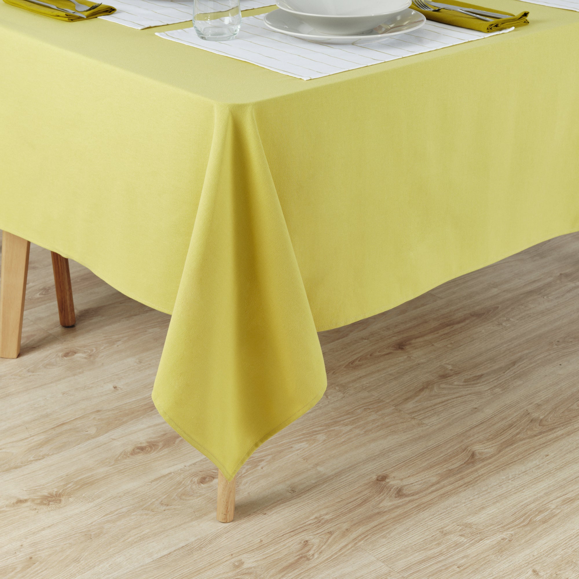 Plain tablecloth 100% linen touch fabric Light Green