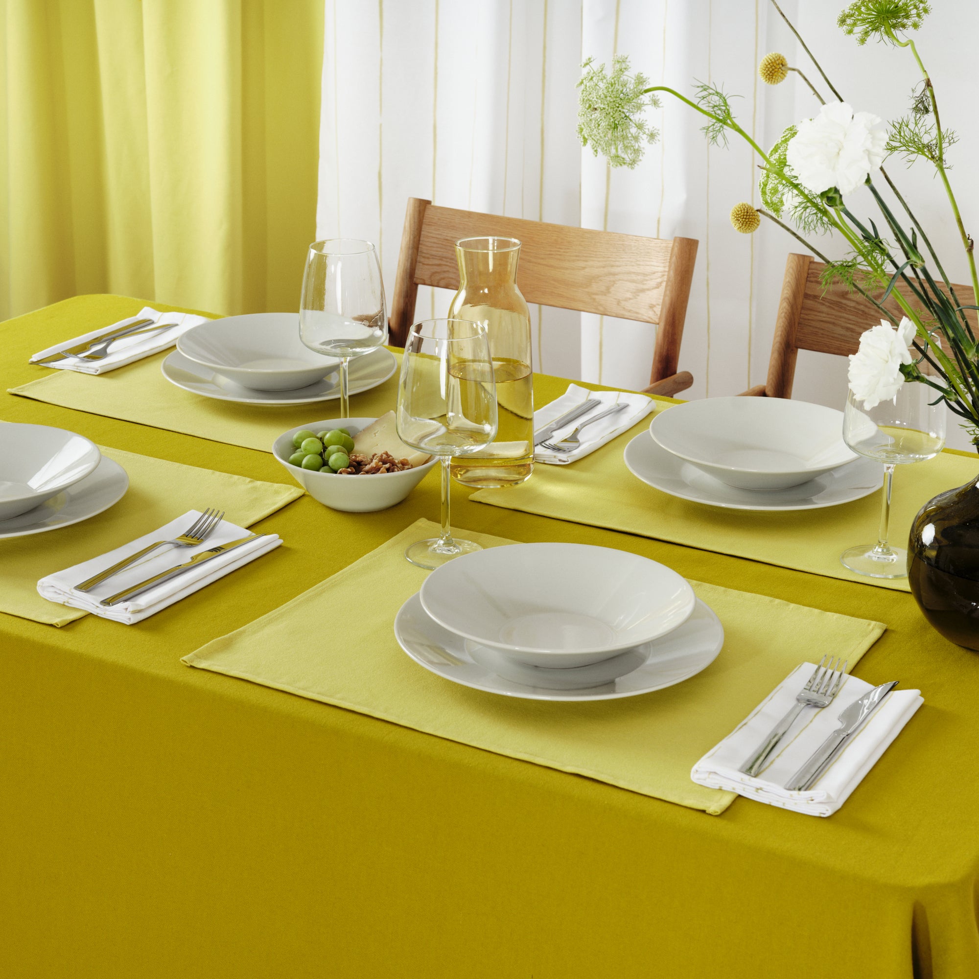 Plain tablecloth 100% linen feel fabric pistachio green