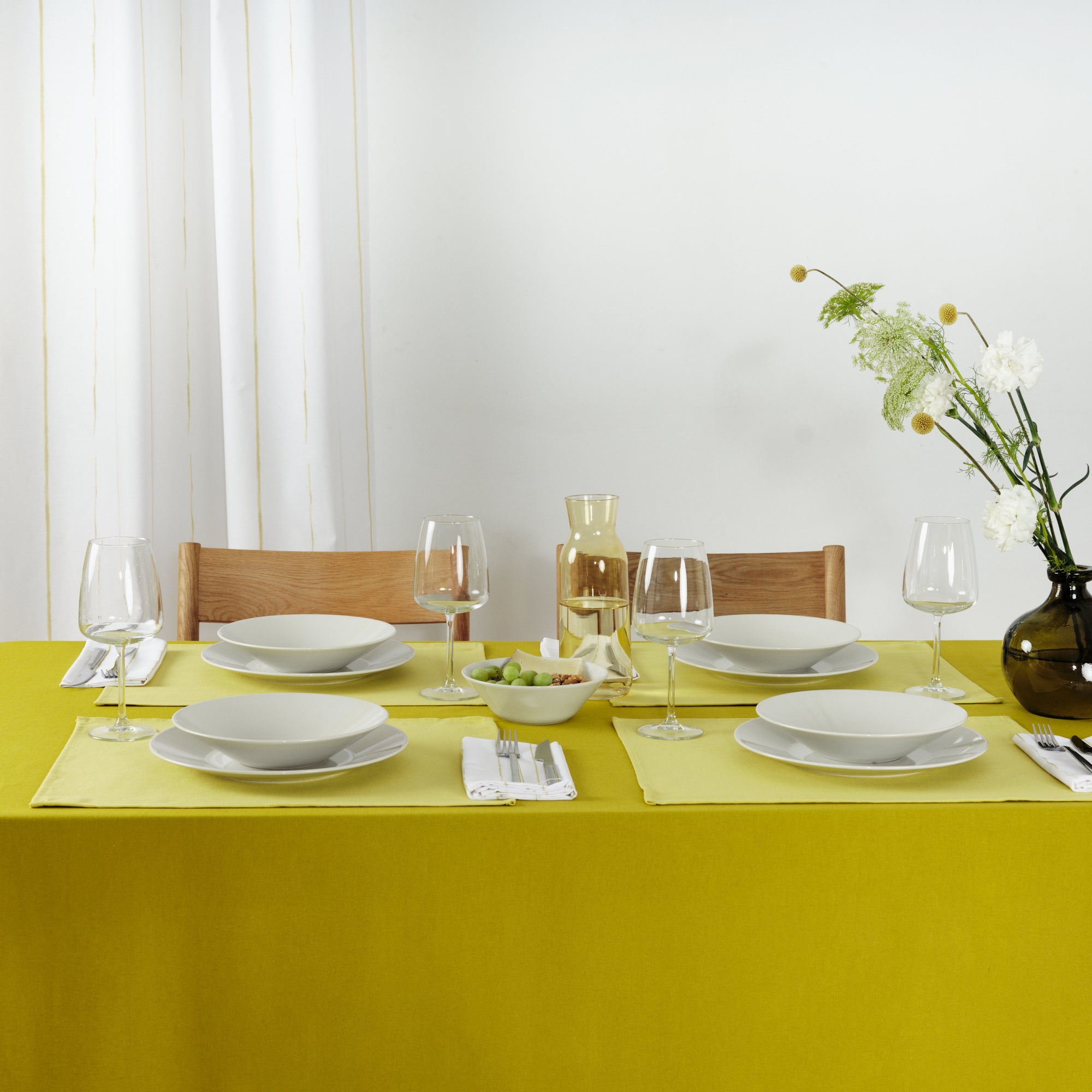 Plain tablecloth 100% linen feel fabric pistachio green