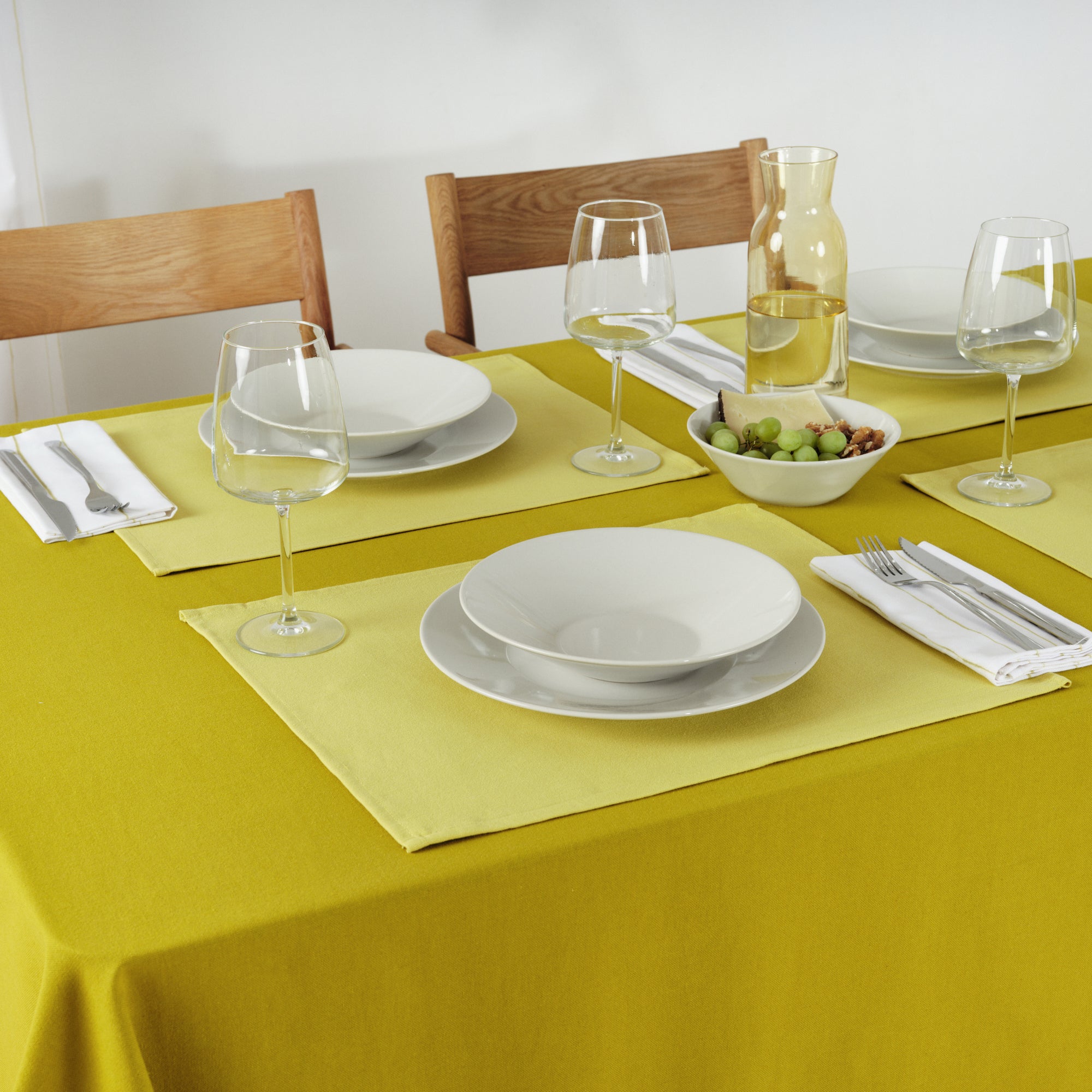 Plain tablecloth 100% linen feel fabric pistachio green