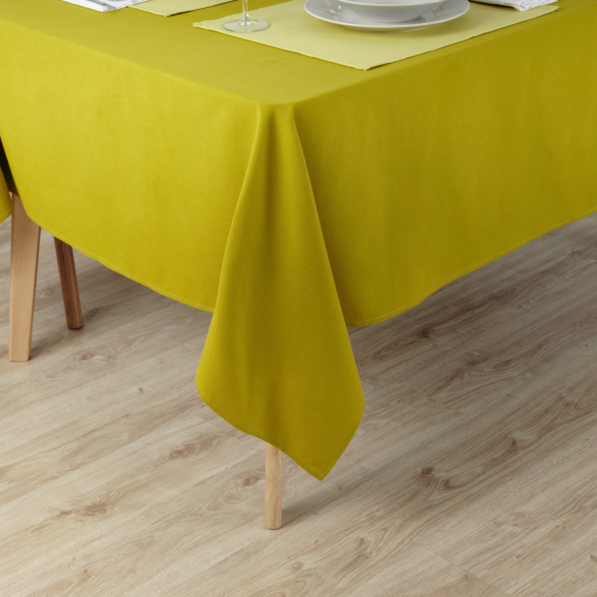 Plain tablecloth 100% linen feel fabric pistachio green