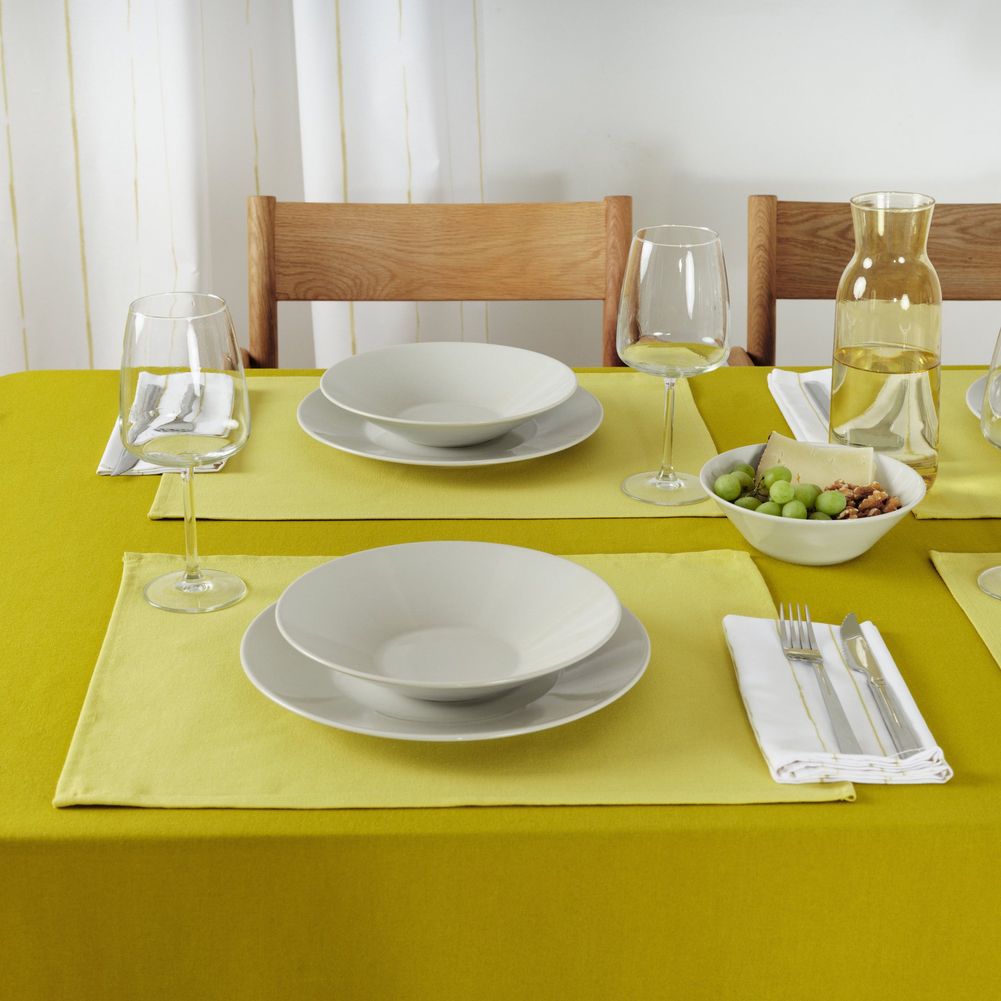 Plain tablecloth 100% linen feel fabric pistachio green