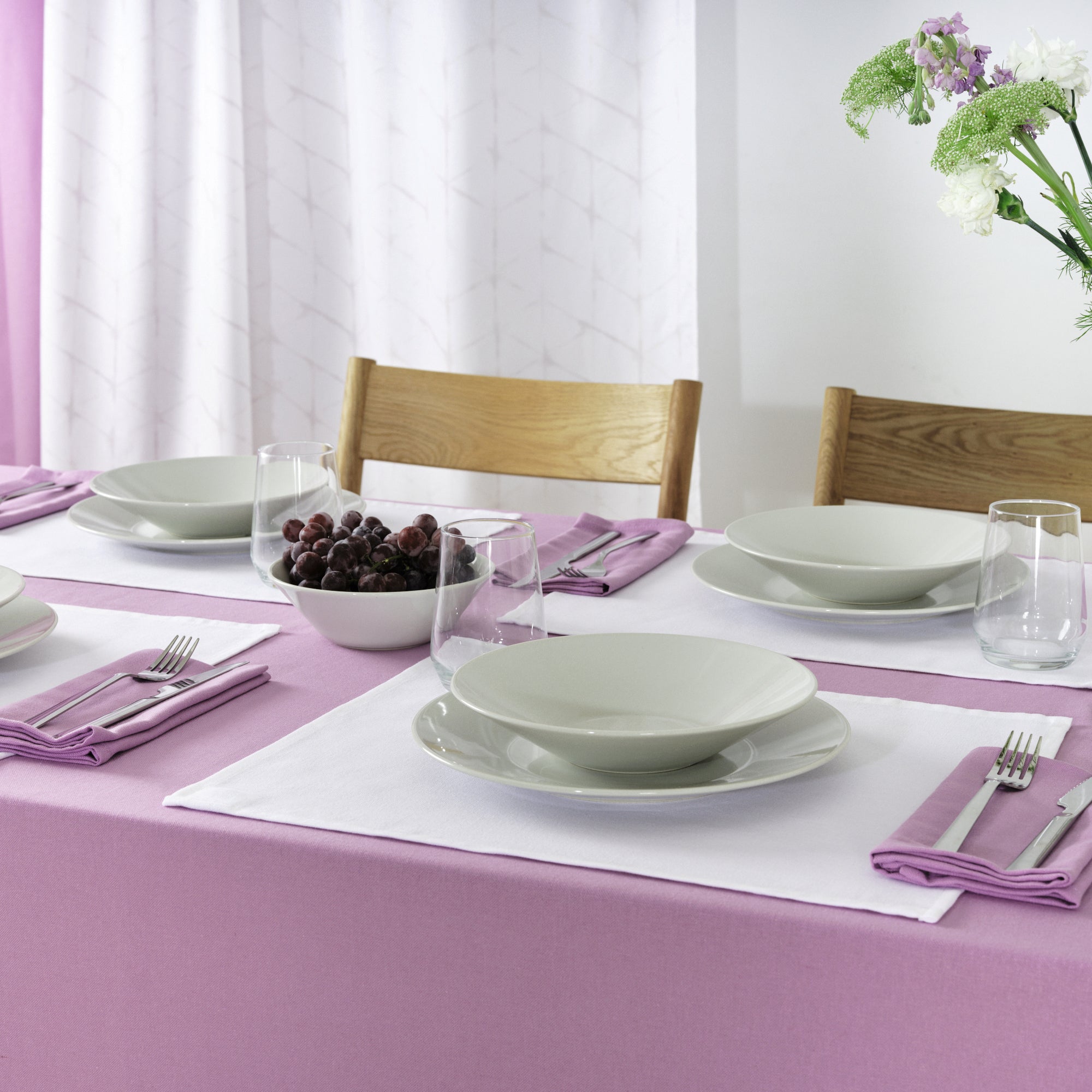 Mantel liso Lino 100% tacto tela Lila